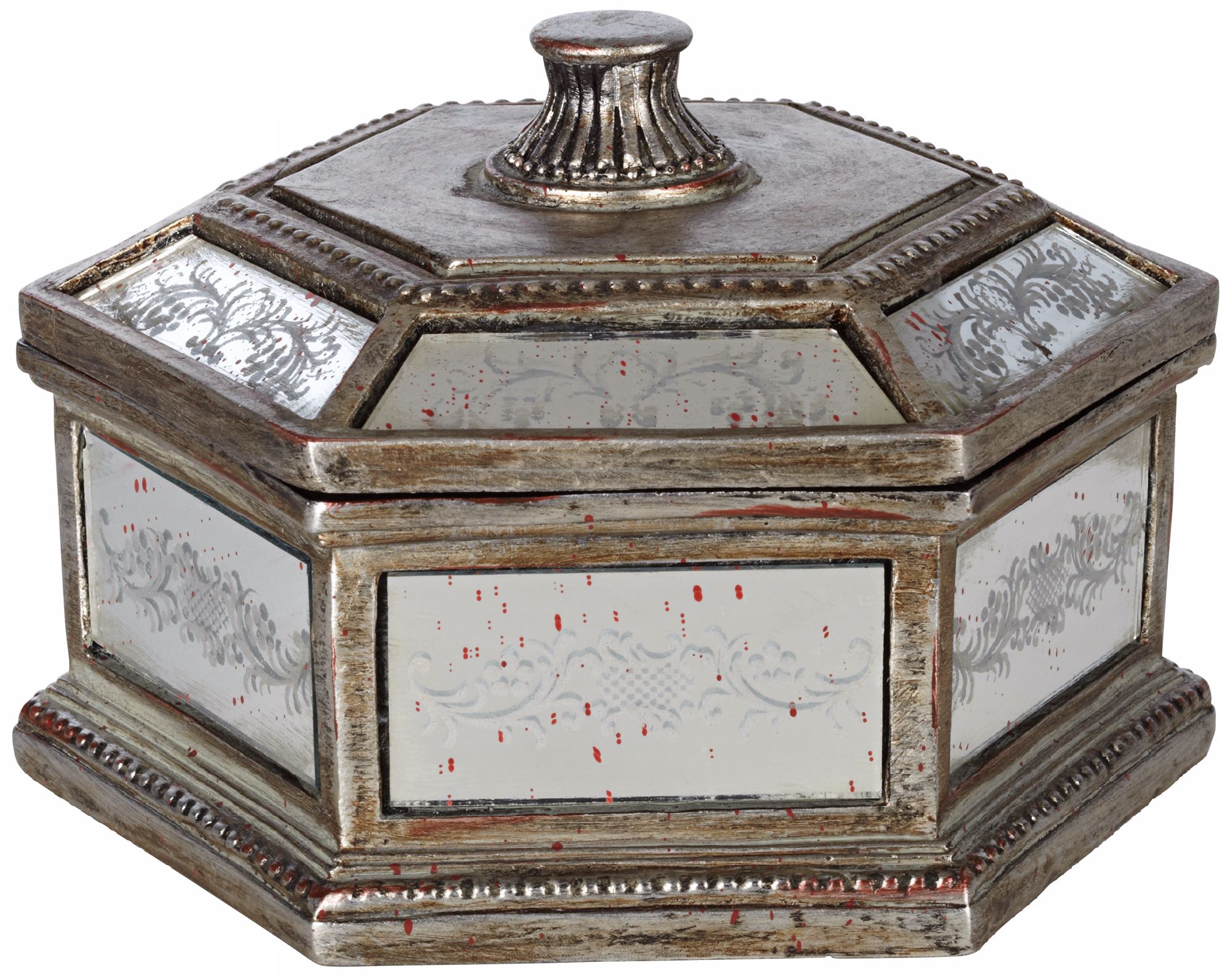 Antique Gold Mirrored Lidded Jewelry Box