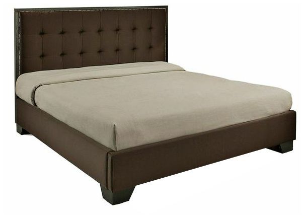 Auburn Dark Brown Fabric King Platform Bed