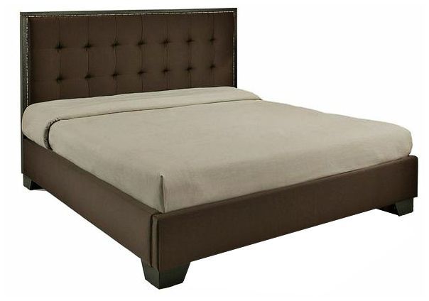 Auburn Dark Brown Fabric Queen Platform Bed