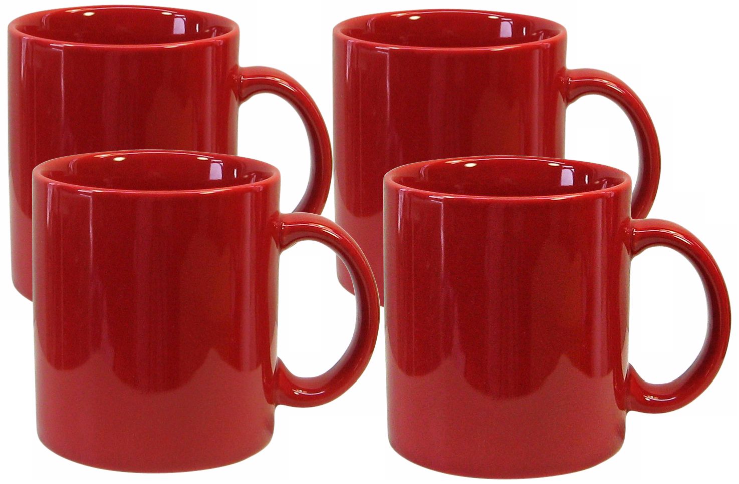 Set of 4 Fun Factory Red Mugs