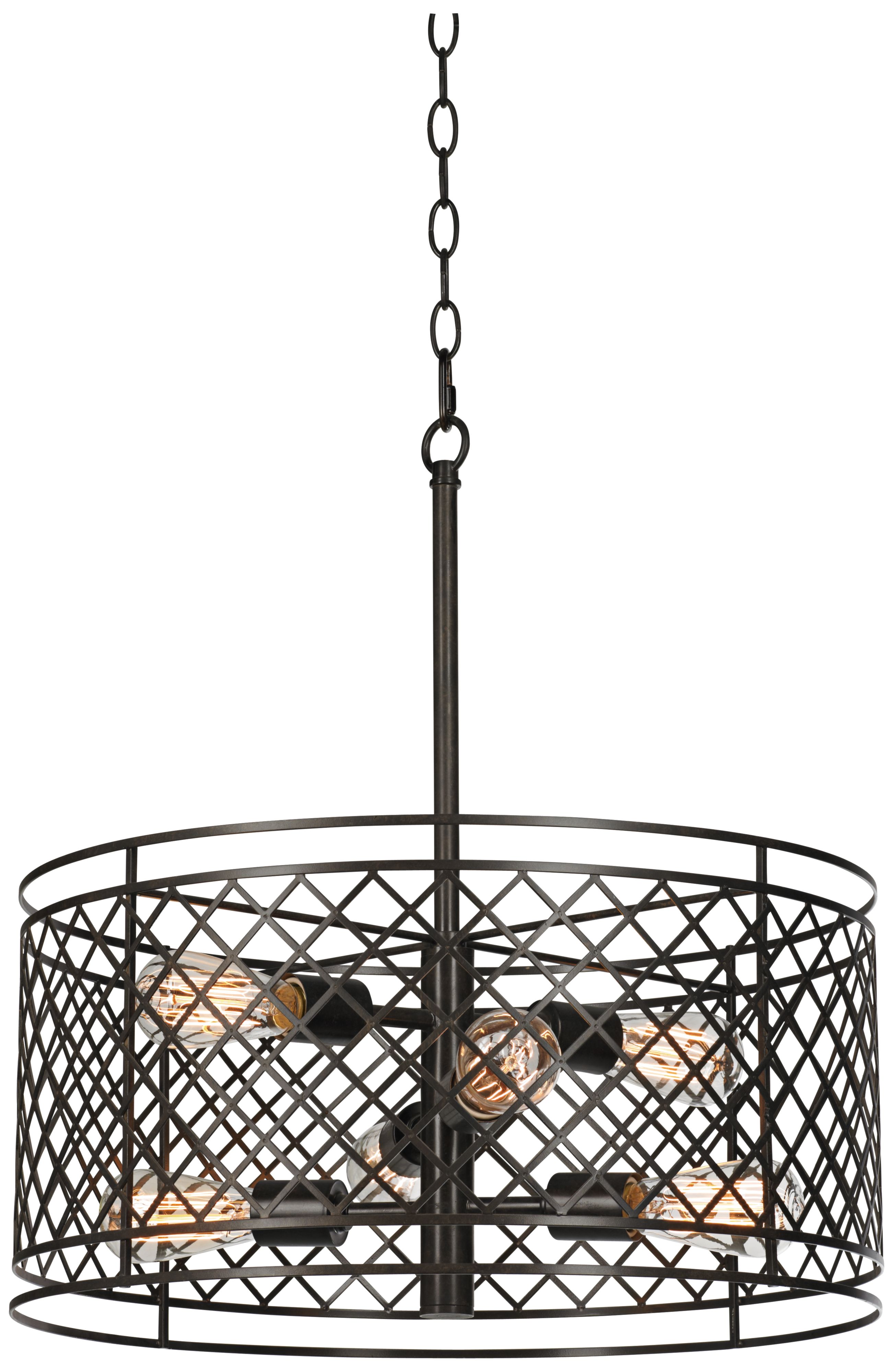 Metal Lattice 6-Light 20 1/4" Wide Bronze Pendant Light