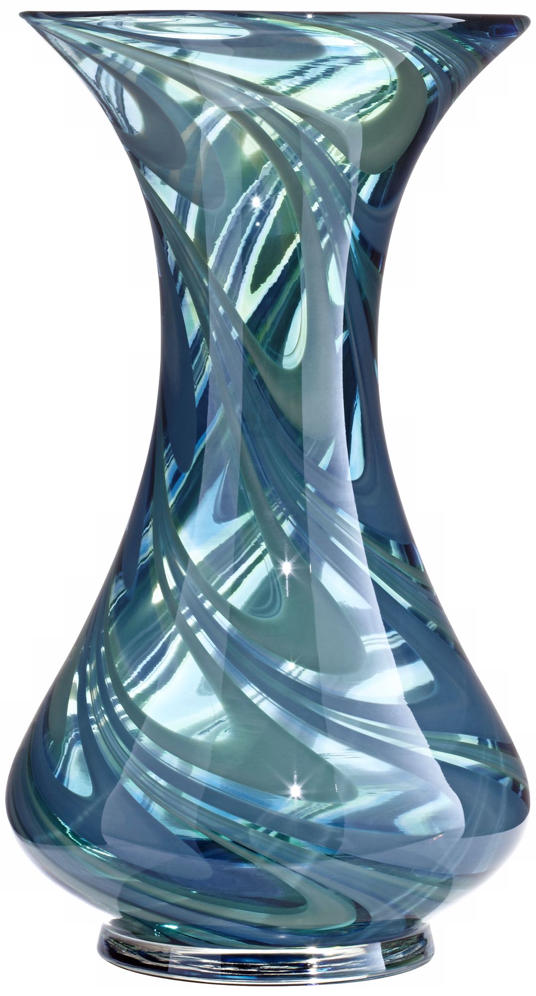 Swirl Blue Green Glass Vase