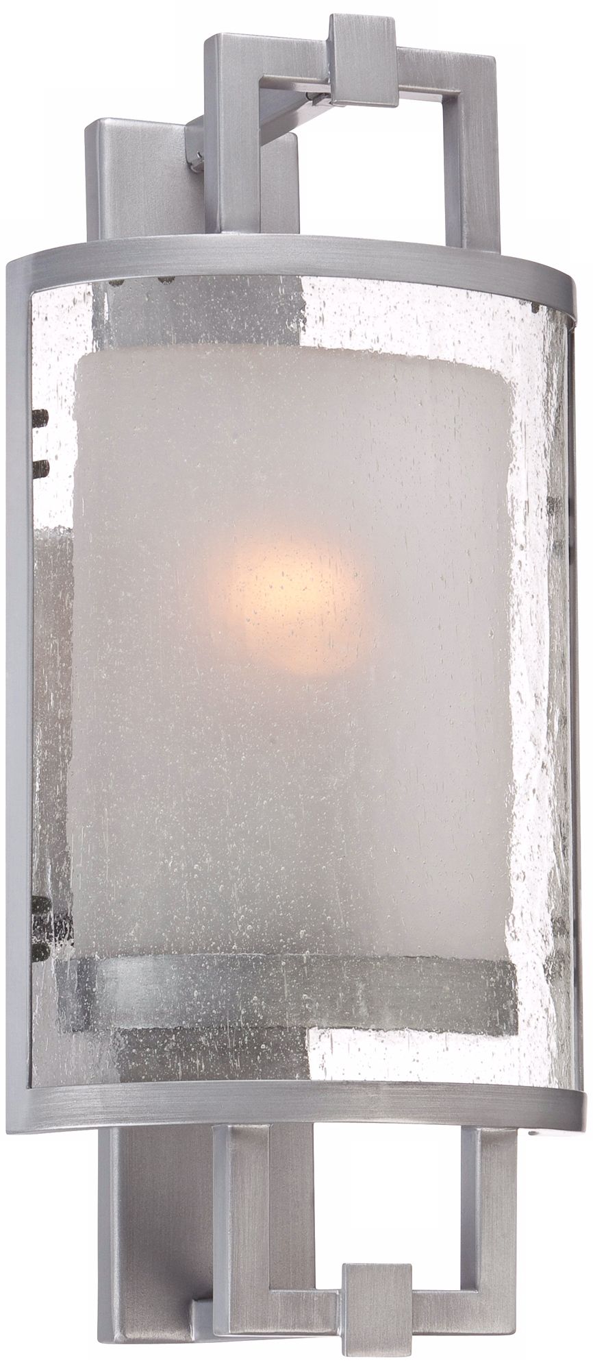 Possini Euro Double Glass 14 3/4"H Nickel Outdoor Wall Light