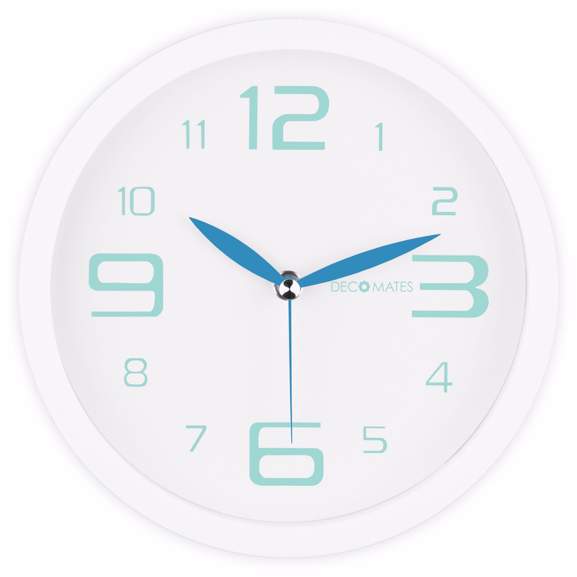 Decomates Fresh Blue and White 8 1/4" Wide Silent Wall Clock