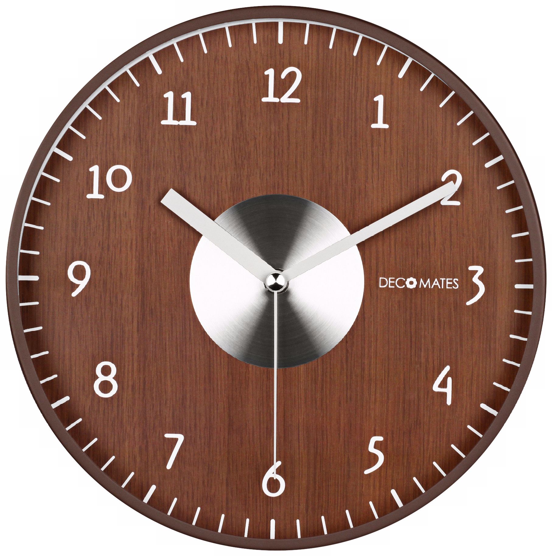 Decomates Brown and Silver 9 3/4" Wide Silent Wall Clock