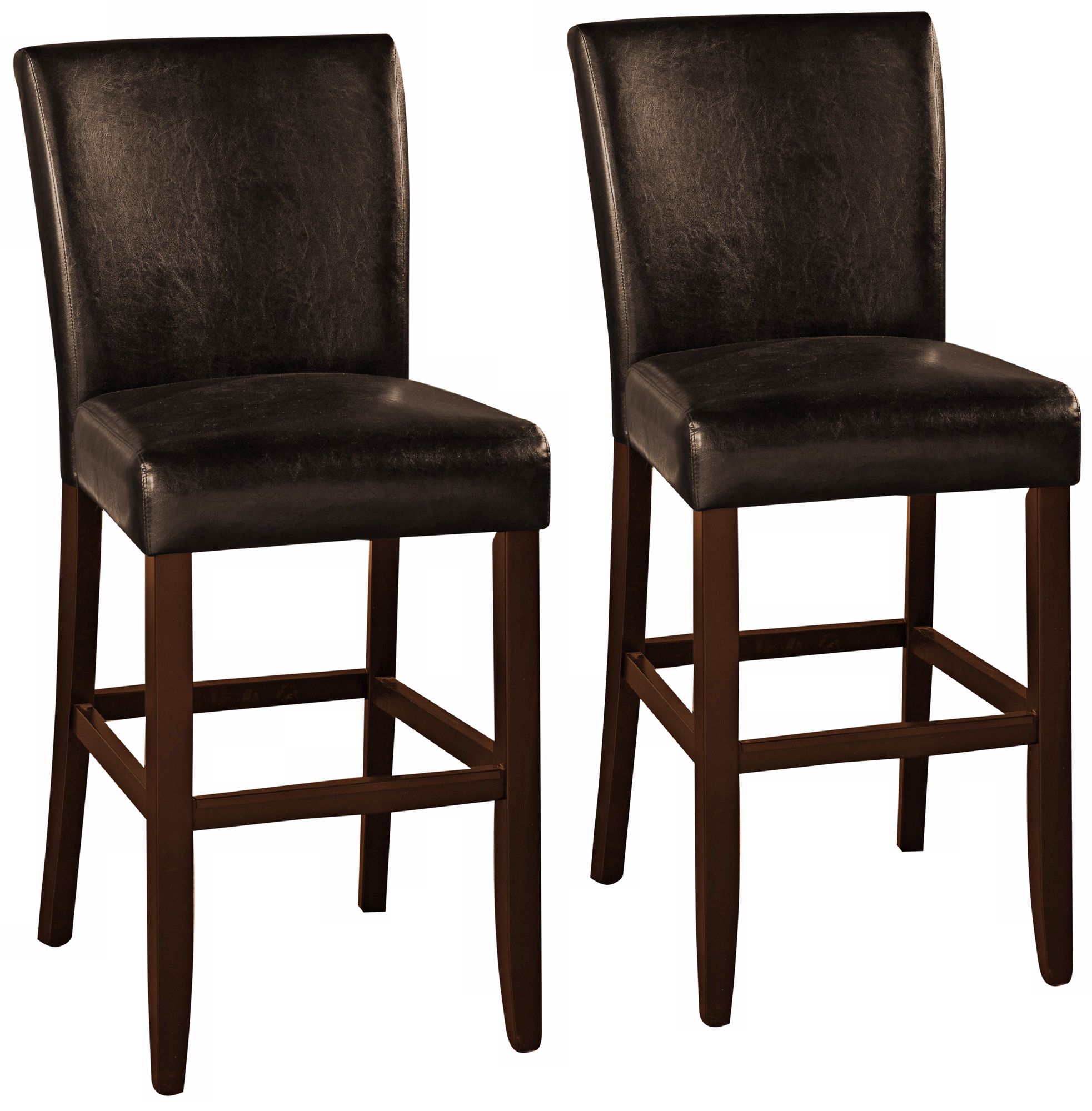 Athena Set of 2 Espresso Faux Black Leather Bar Stools