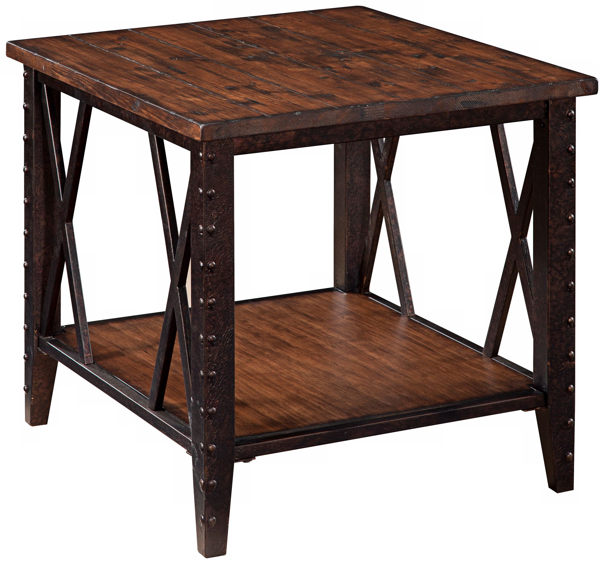 Fleming Rectangular Rustic Pine End Table