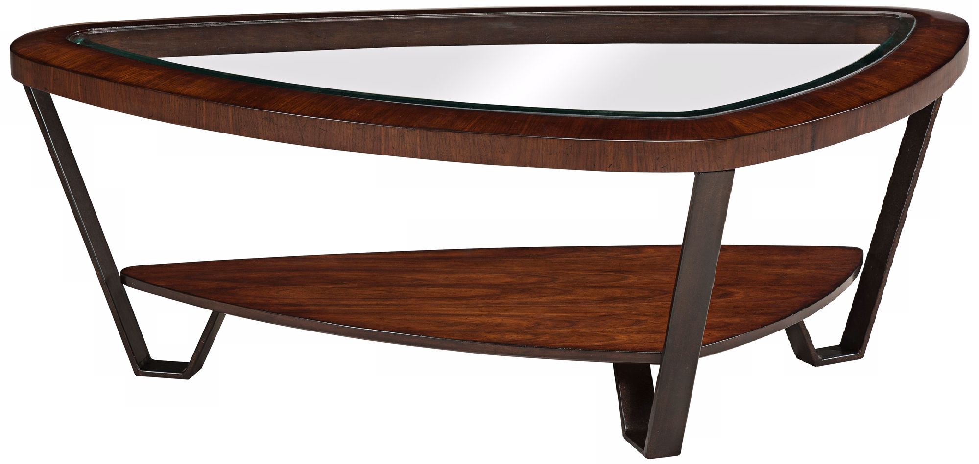 Quasar Shaped Metal and Walnut Cocktail Table