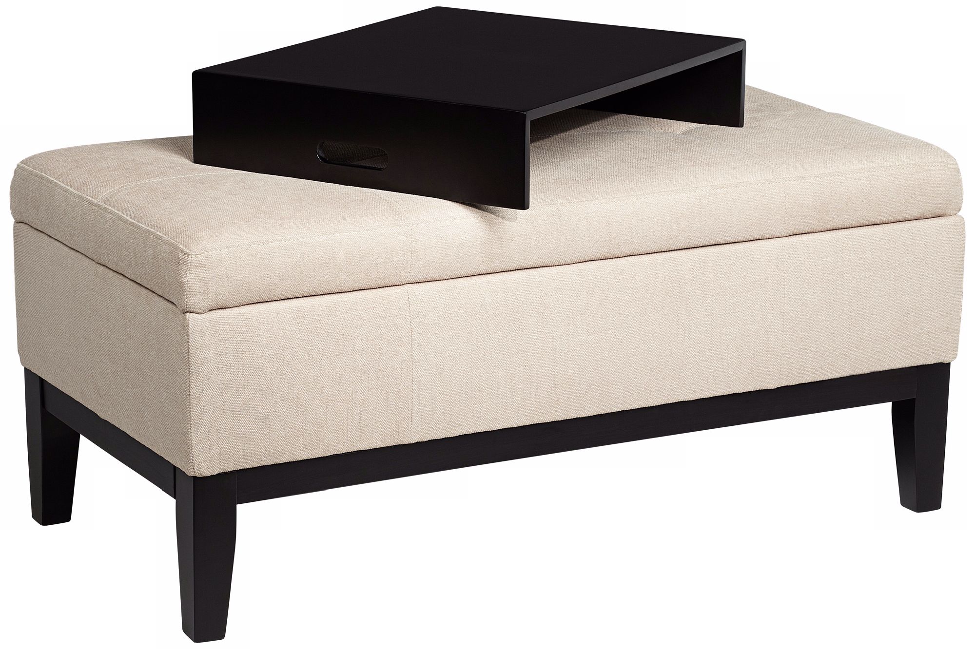 Claire Wheat Rectangle Ottoman with Tray