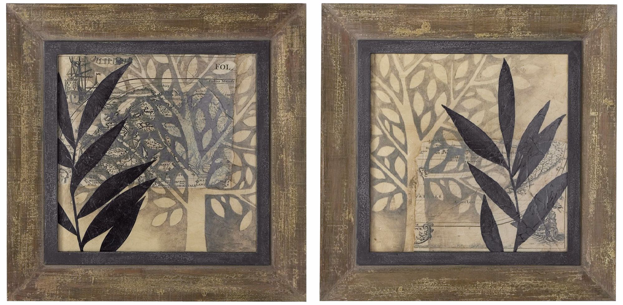 Uttermost Set of 2 New World 29" Square Wall Art Prints