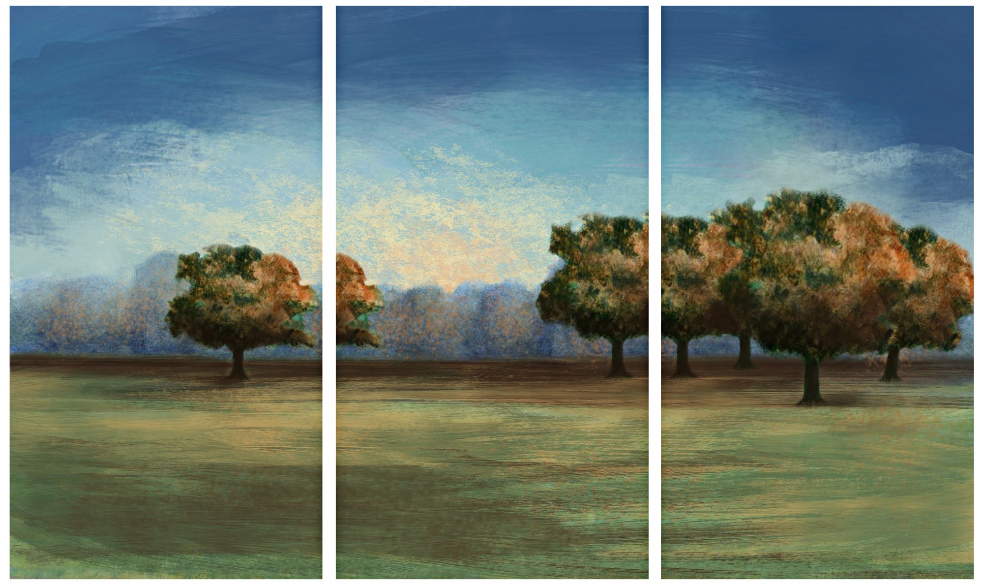 Treescape Triptych Set of 3 Canvas Wall Art