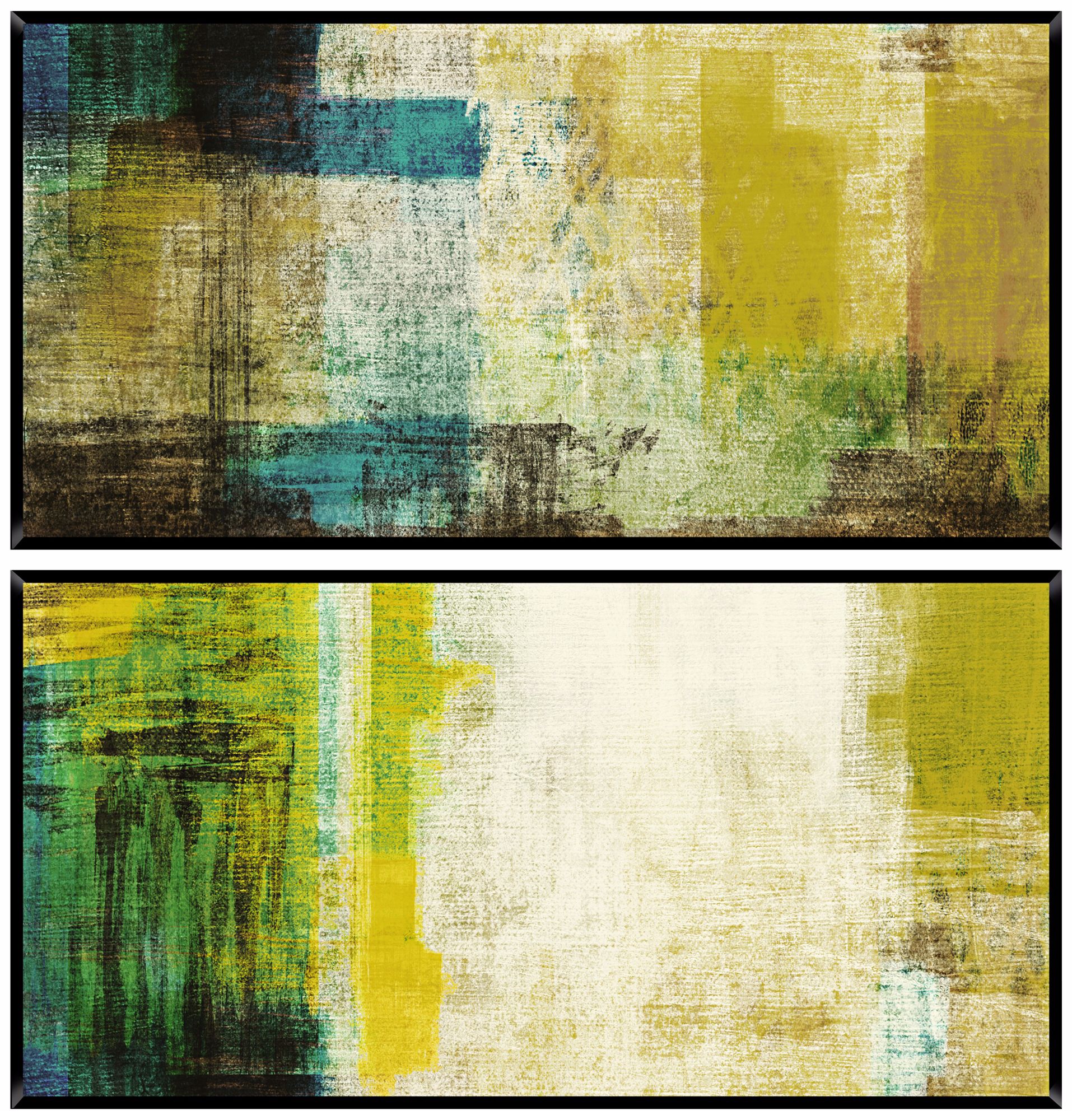 Green Abstract Diptych Set of 2 Wall Art