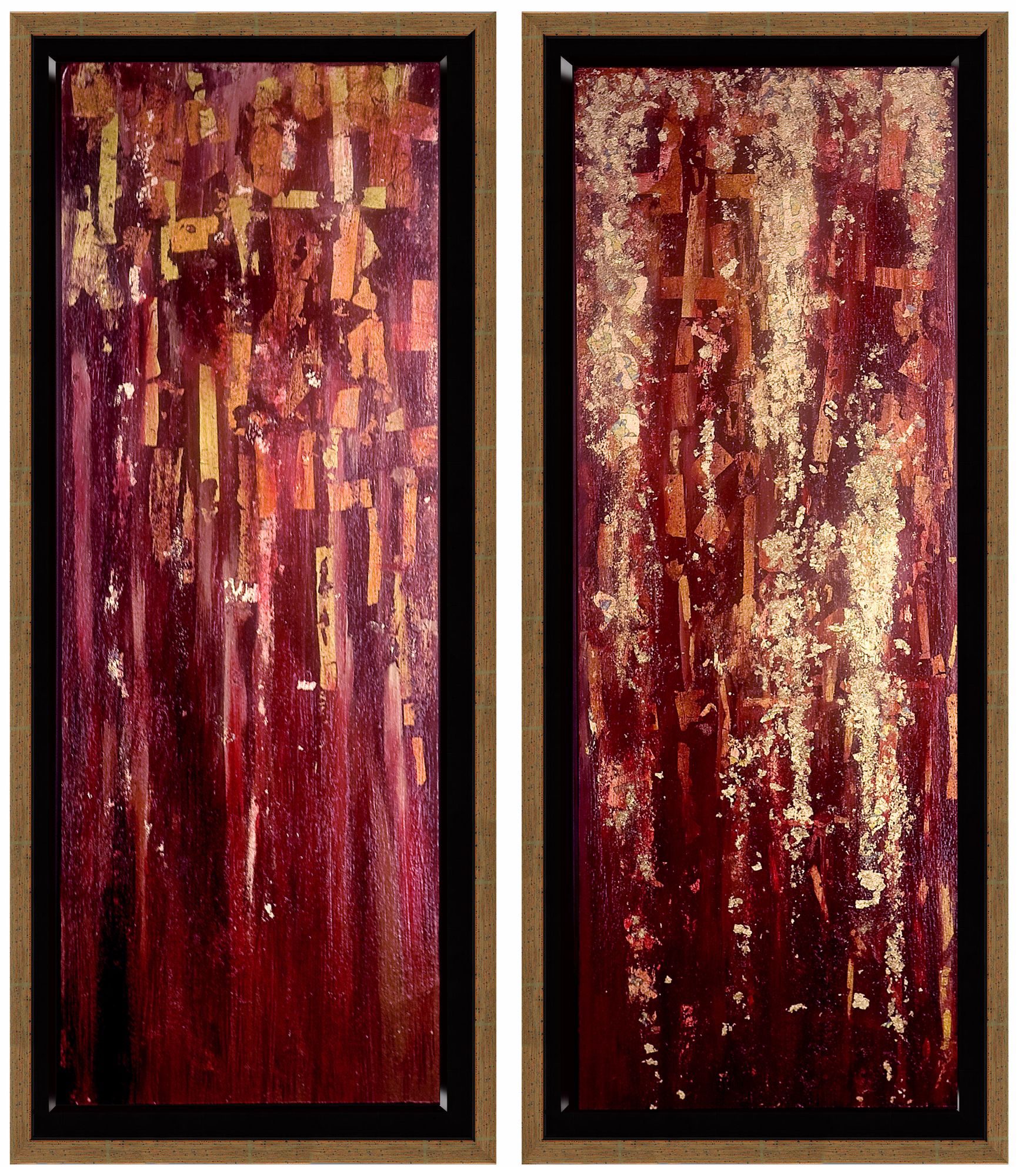 Red Diptych Set of 2 Abstract Wall Art