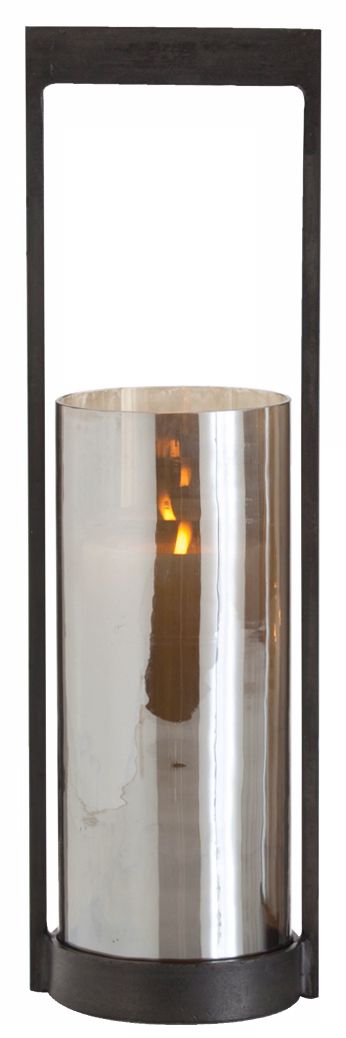 Egan Small Iron and Glass Hurricane Candle Holder