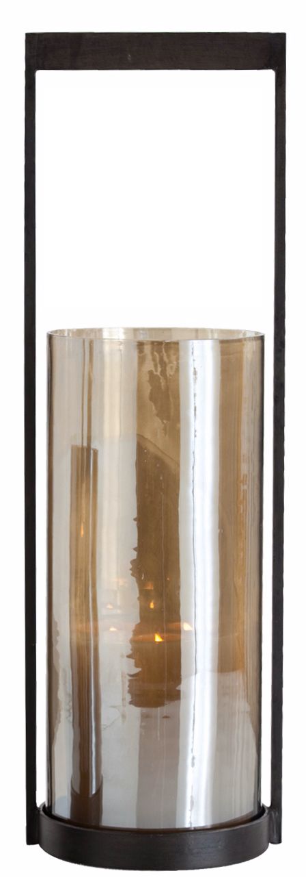 Egan Large Iron and Glass Hurricane Candle Holder