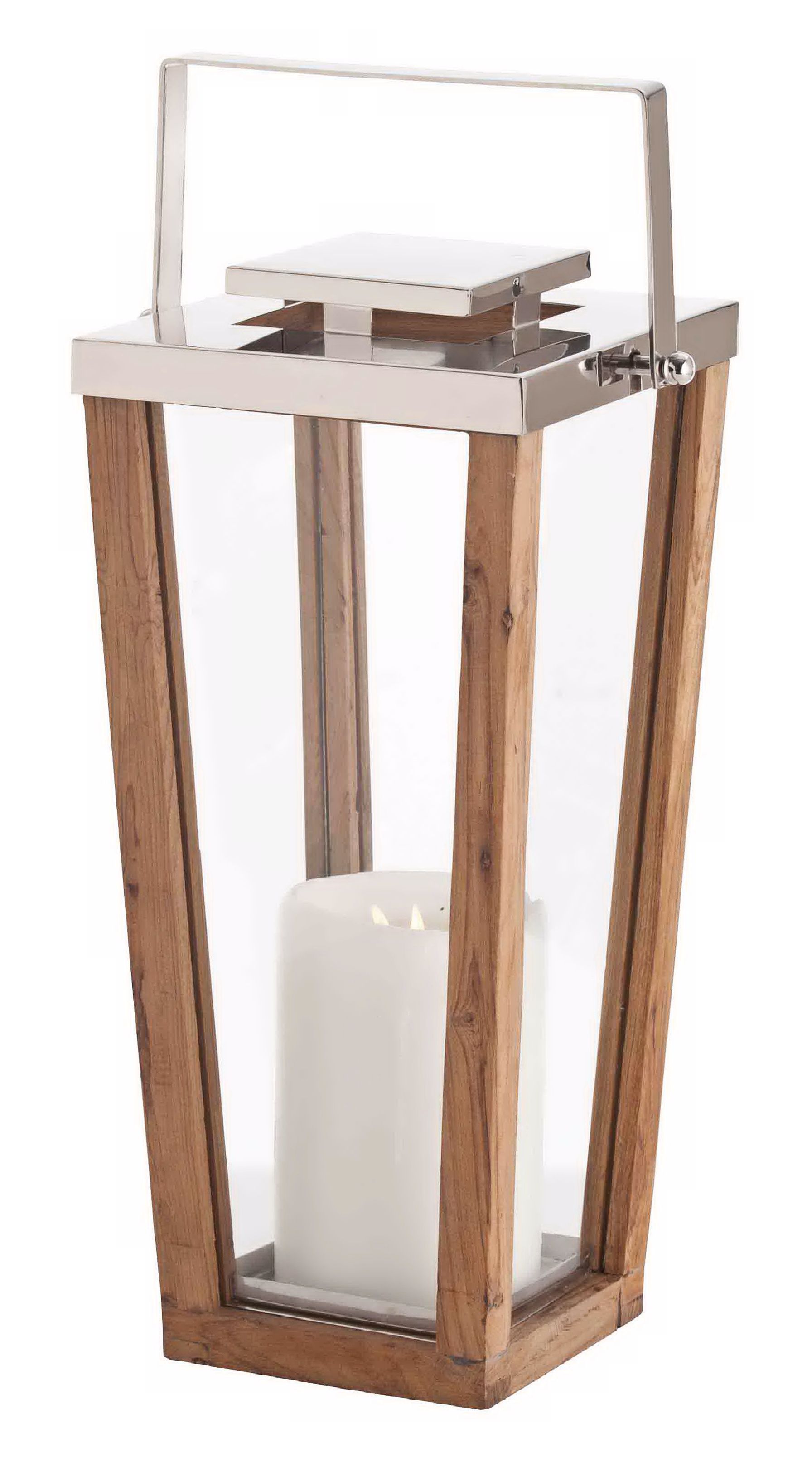 Zeke Small Wood Steel and Glass Candle Lantern