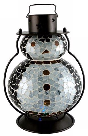 Color Changing Mosaic 11" High LED Penguin Holiday Lantern