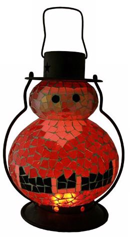 Color Changing Mosaic 11" High LED Santa Holiday Lantern