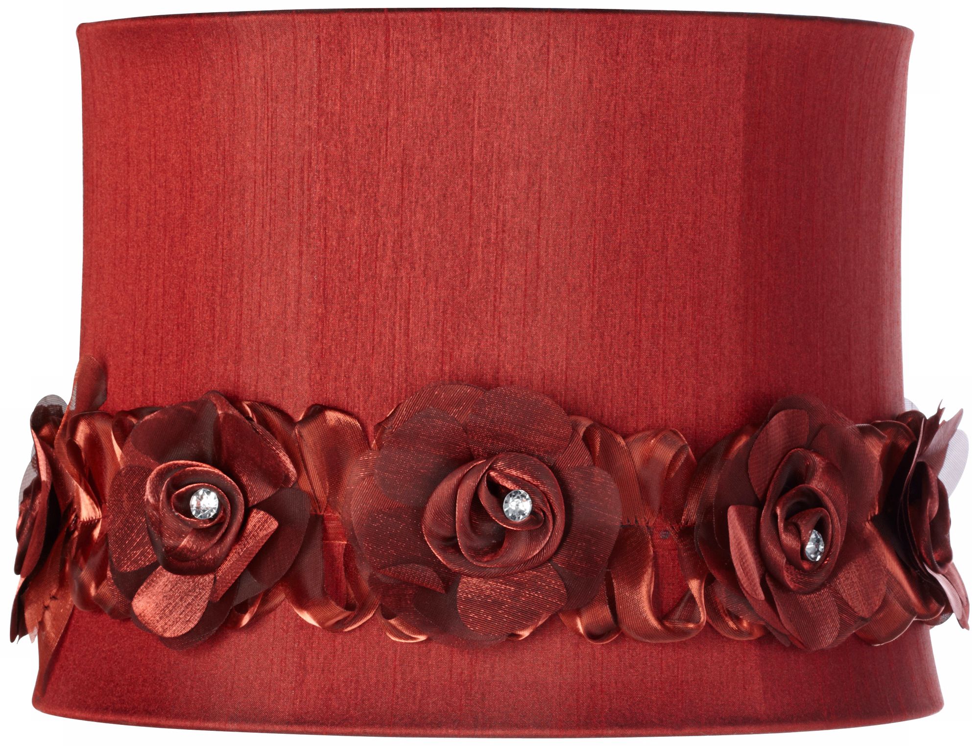 Wine with Flower Trim Drum Shade 11x12x9 (Spider)