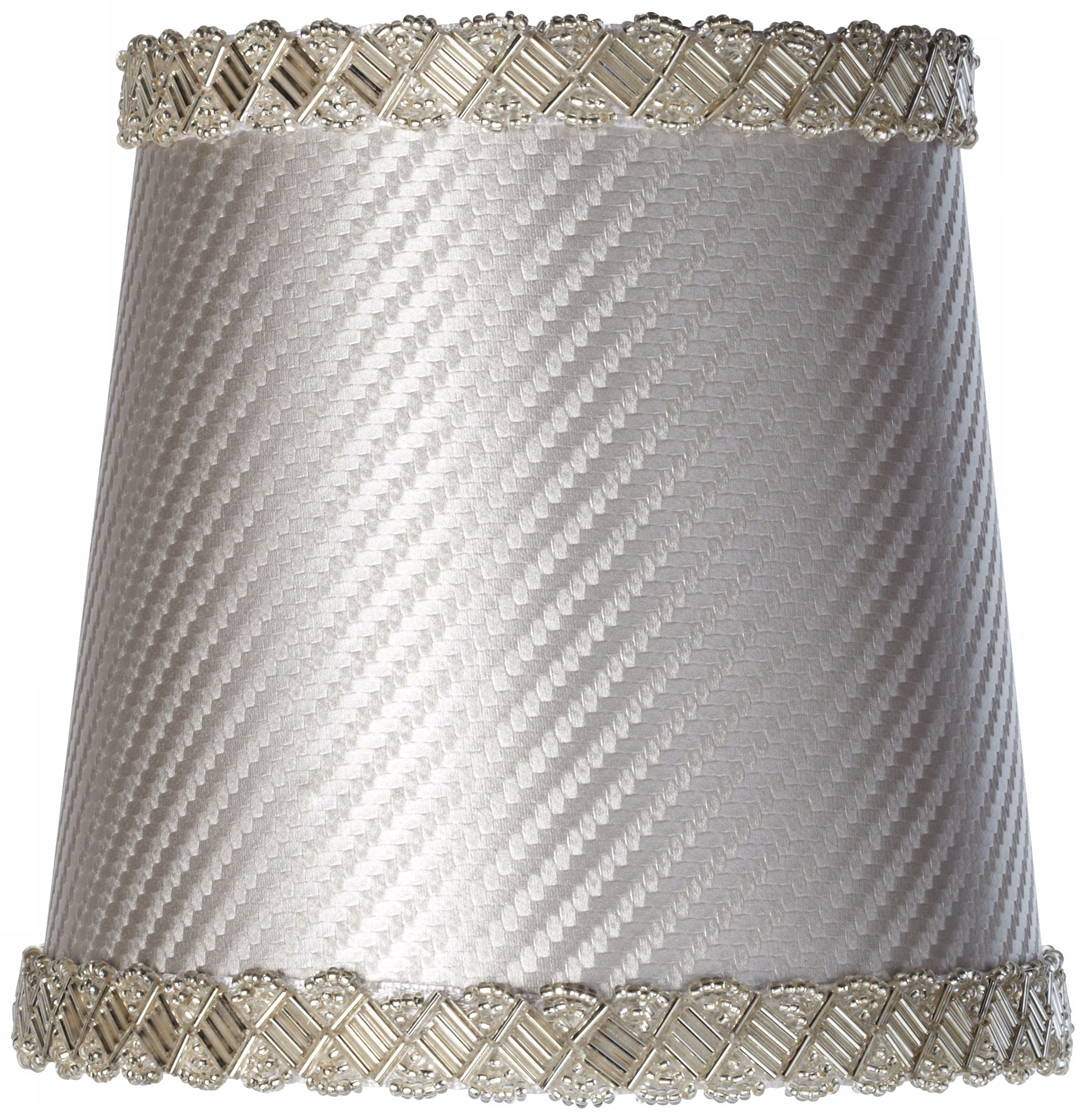 Embossed Beaded Silver Lamp Shade 4x5x5 (Clip-On)