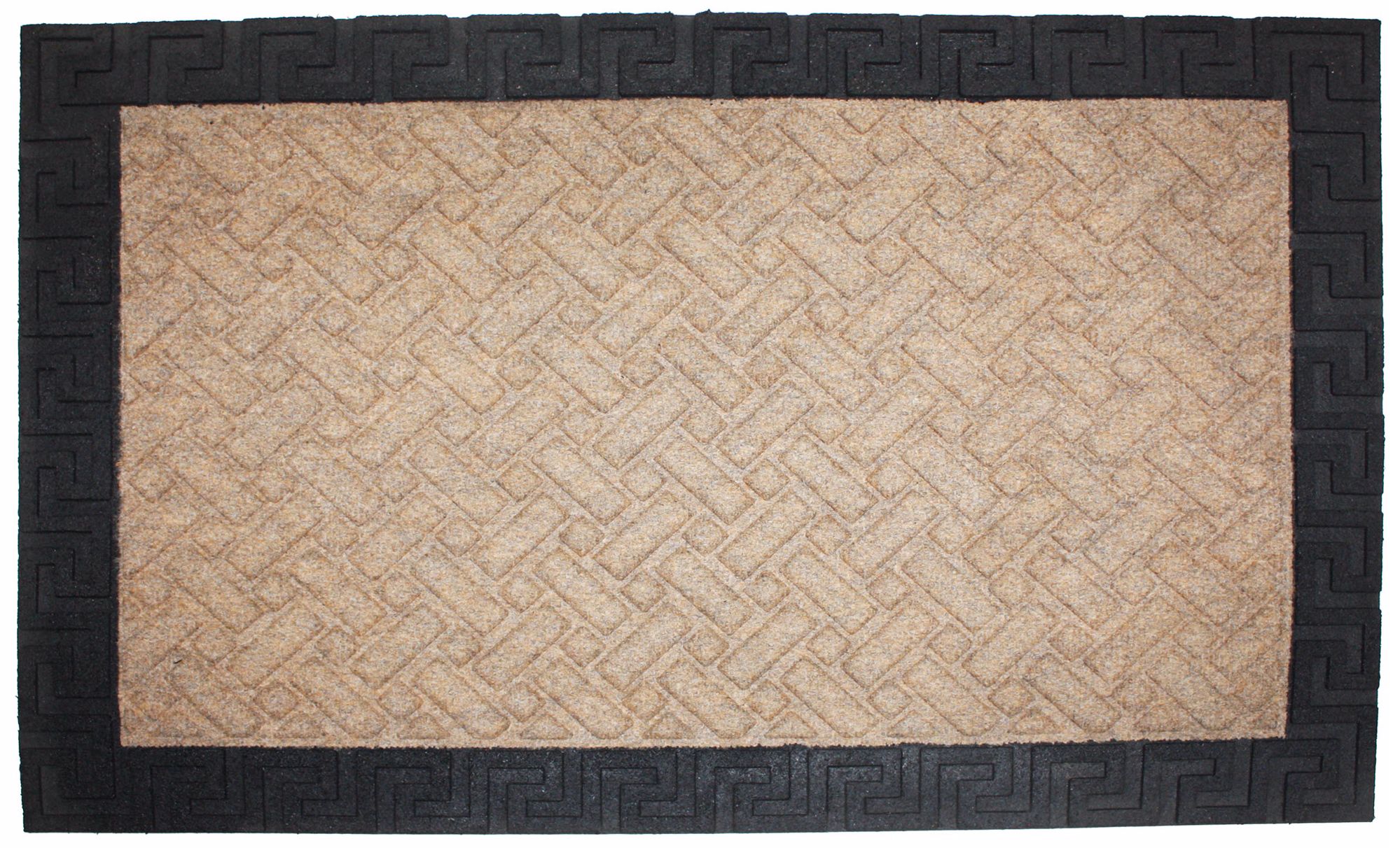 Duradeluxe Greek Key 2'x3' Beige Door Mat