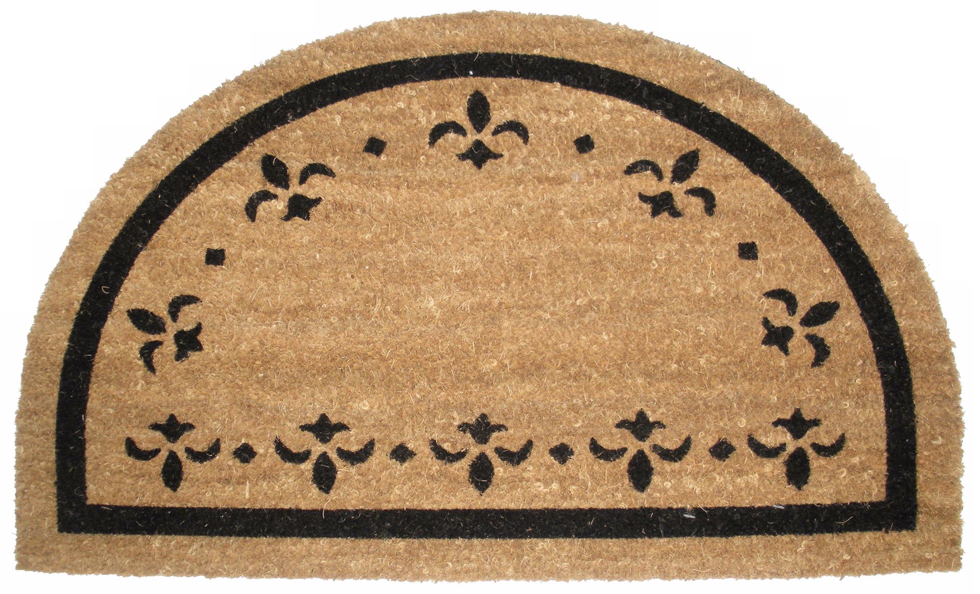 Fleur-de-Lis 19.5"x29.5" Half Round Coir Door Mat