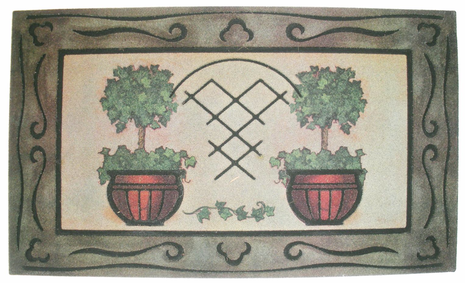 Flocked Printed Topiary 1'6"x2'6" Door Mat