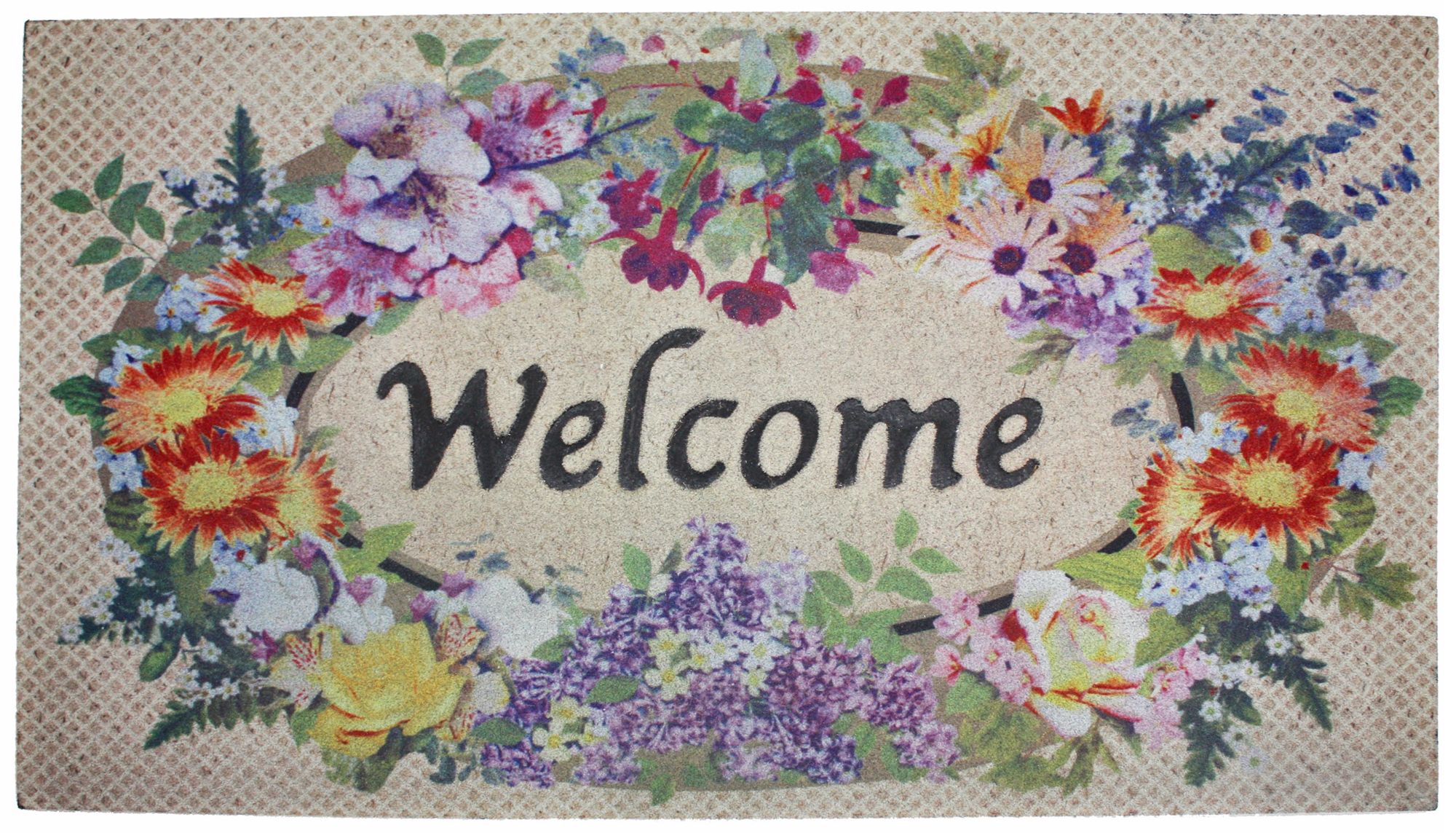 Floral Welcome 31" Wide Recycled Rubber Door Mat