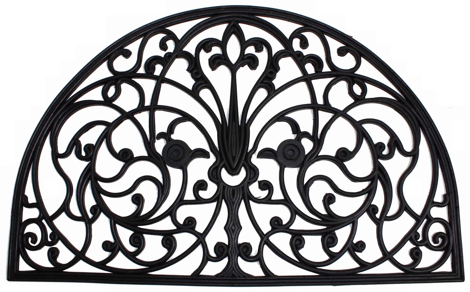 Wrought Iron 1'6"x2'6" Half Round Rubber Door Mat