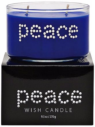 Peace Hand-Jeweled Blue Wish Candle
