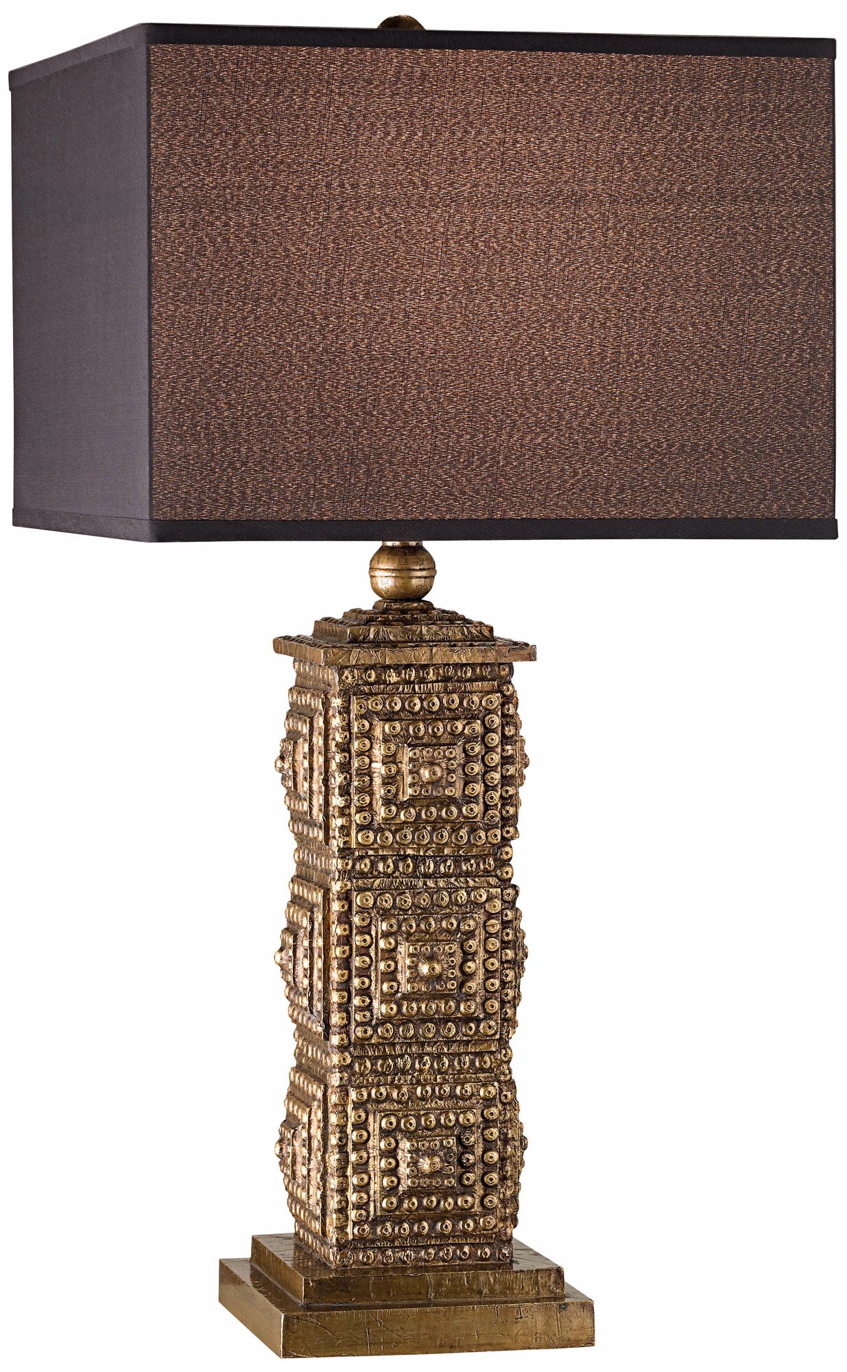 Currey and Company Sawyer Wood and Brass Table Lamp
