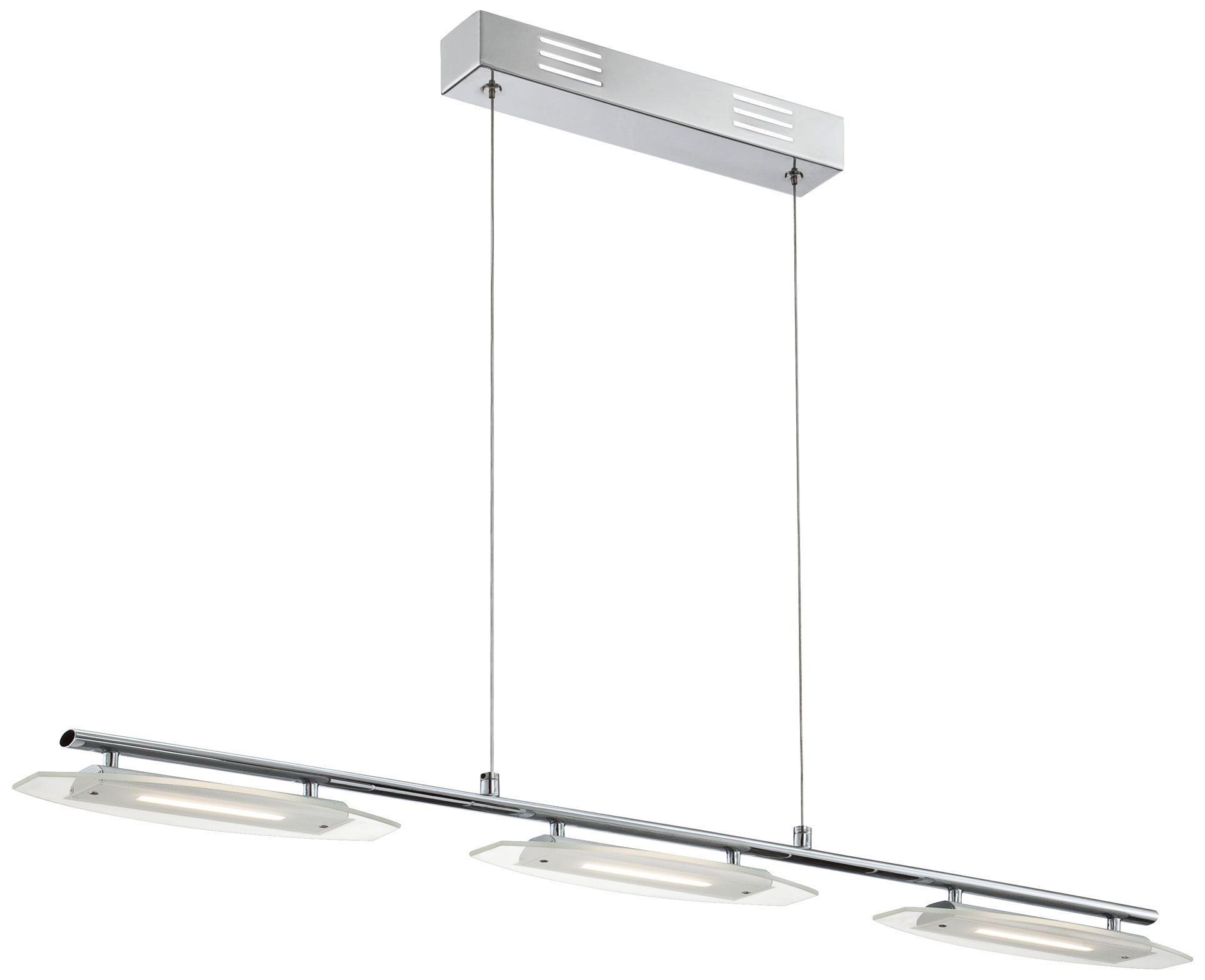 Triune Etched Glass 35 1/2" Wide Chrome Island Pendant