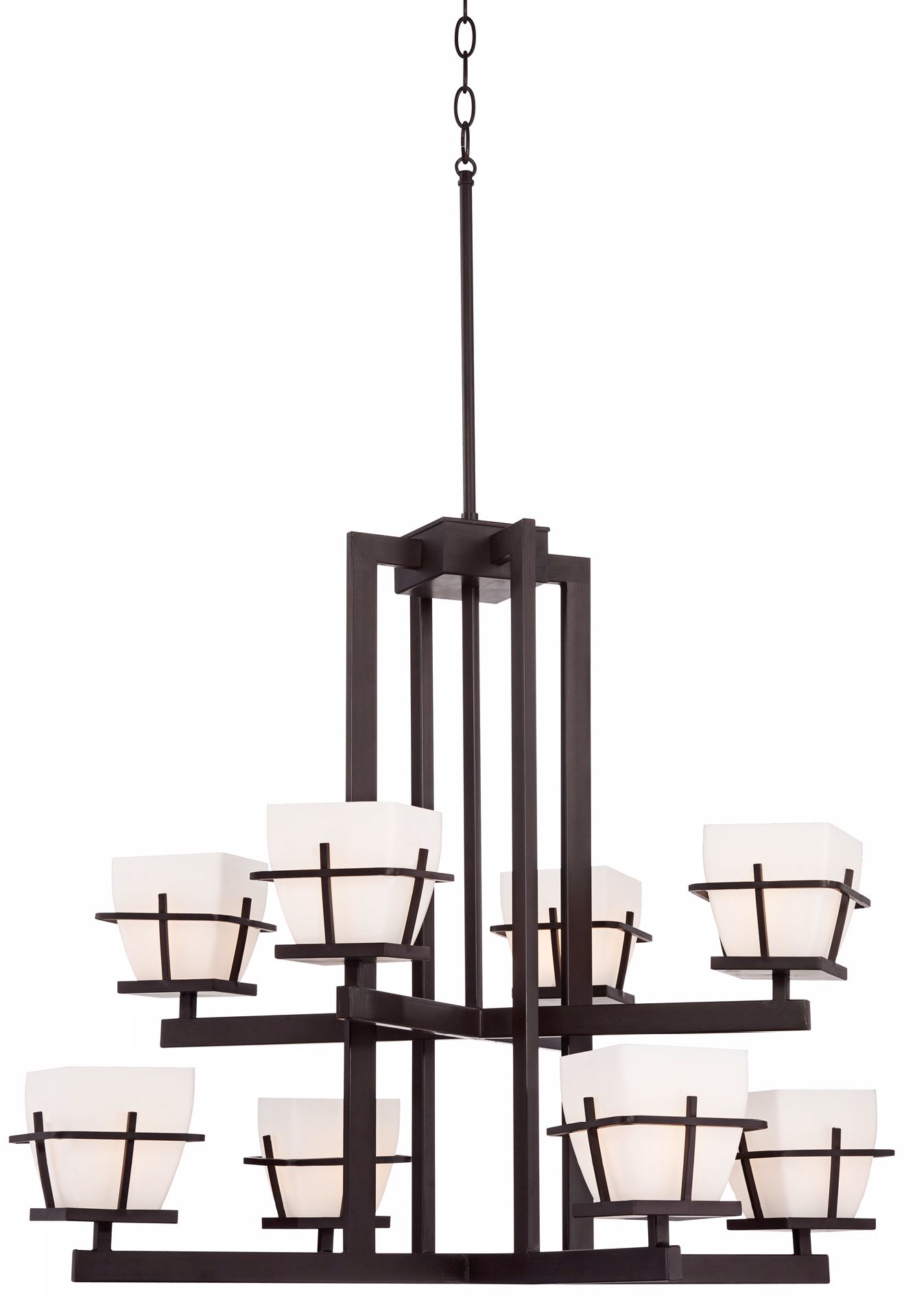 Sherwood 26" Wide Bronze and White Glass Chandelier