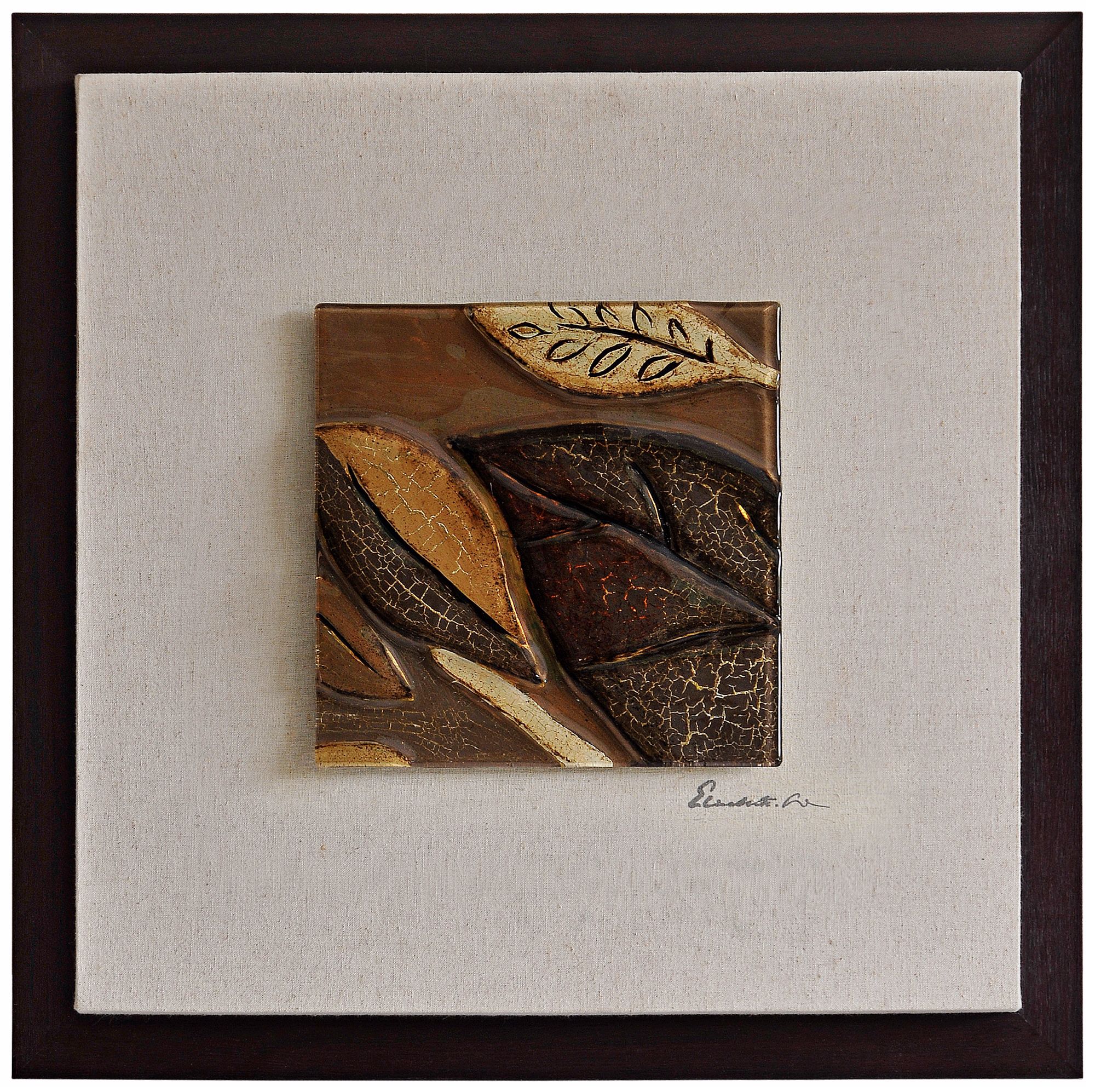 Molded Glass Leaves I 23" Square Framed Wall Art