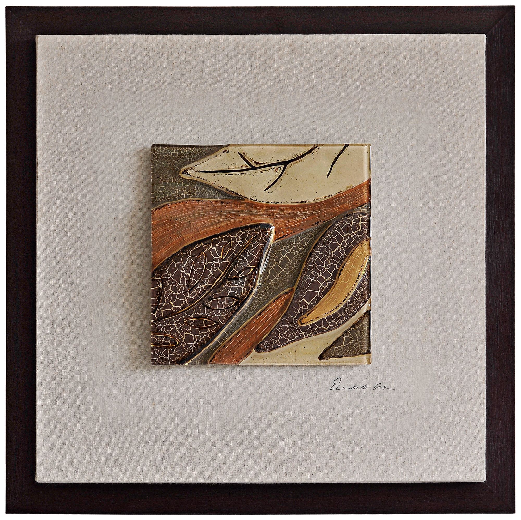 Molded Glass Leaves I 23" Square Framed Wall Art