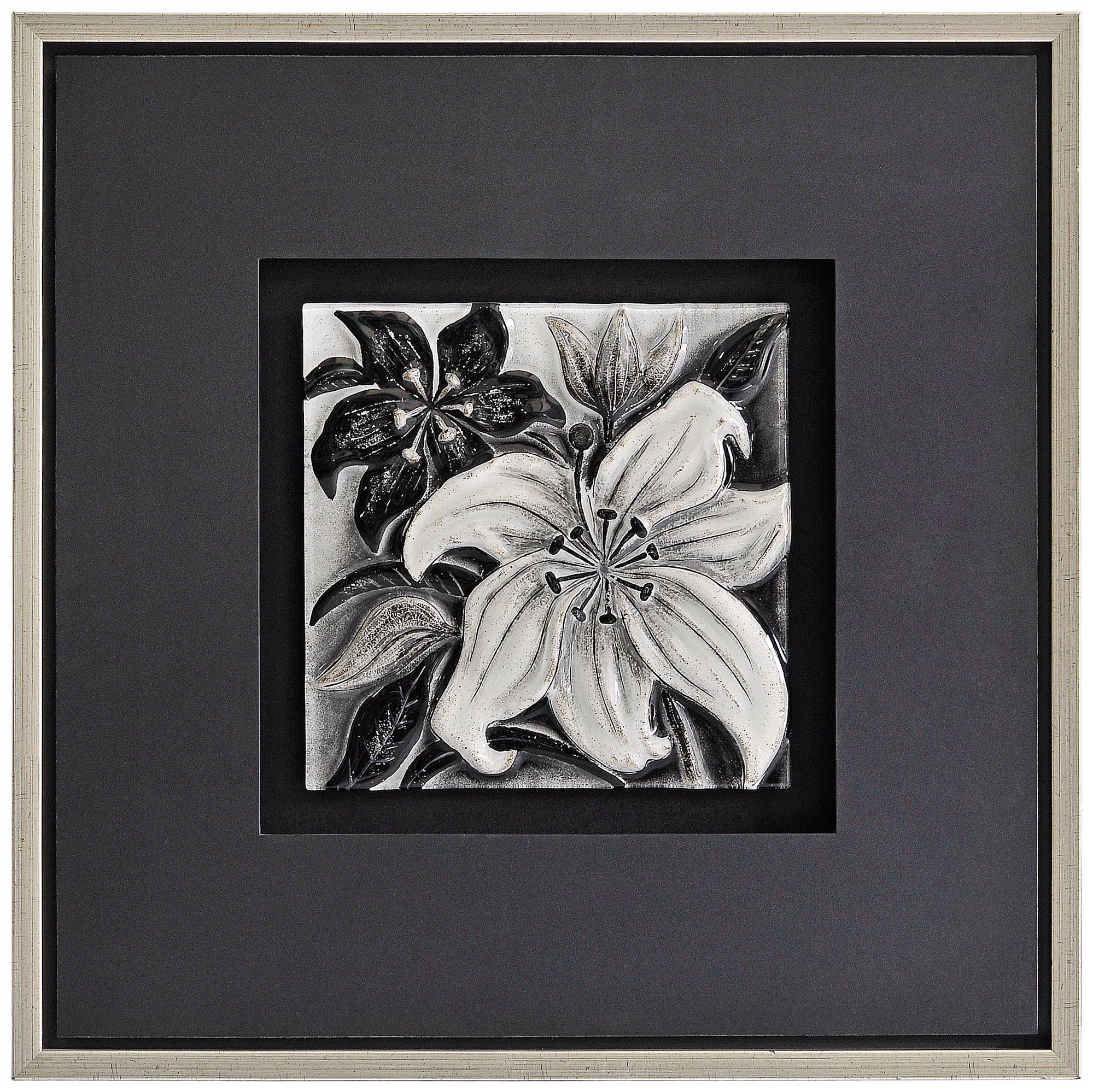 Molded Glass Floral I 26" Square Framed Wall Art