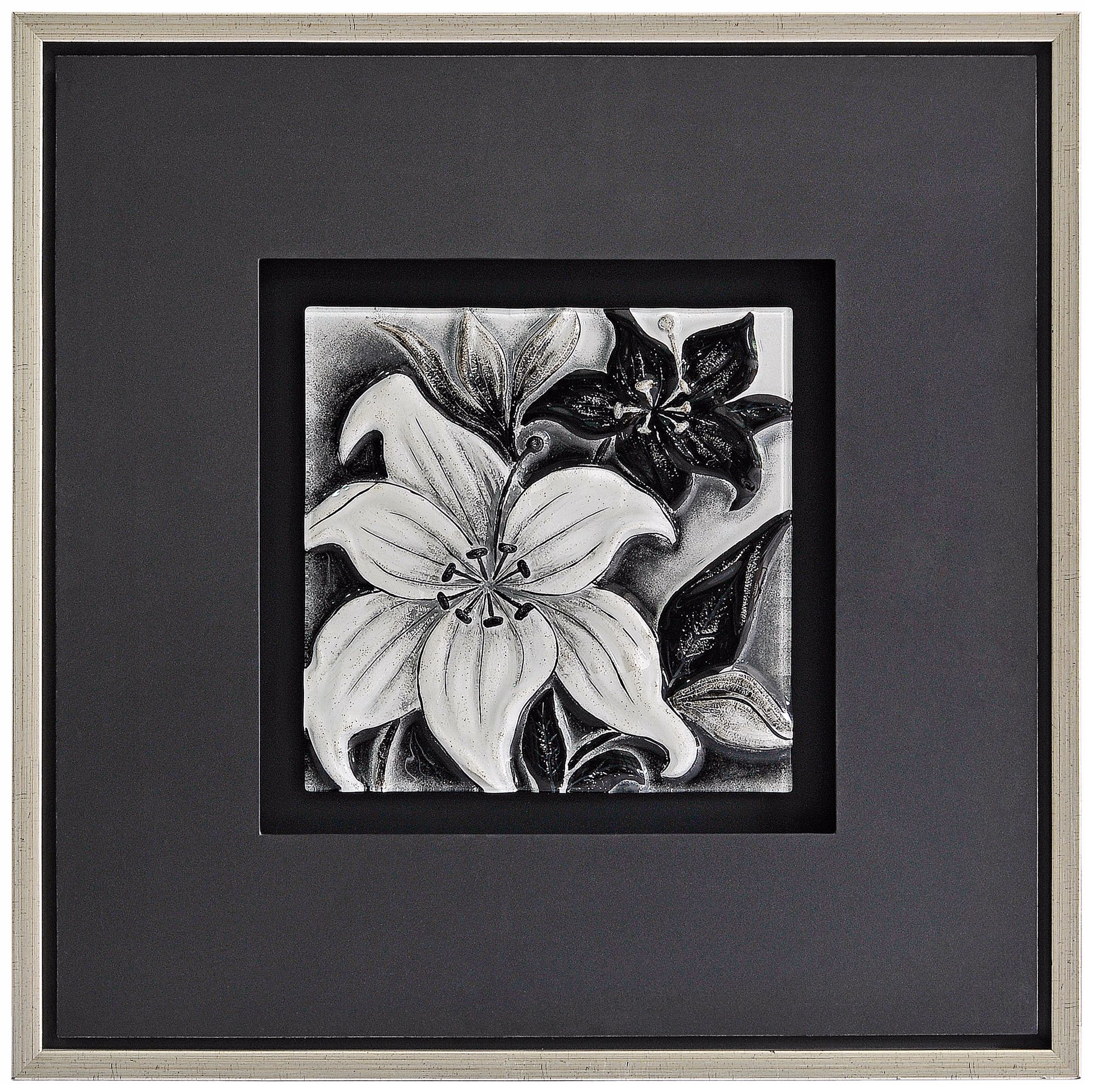 Molded Glass Floral II 26" Square Framed Wall Art
