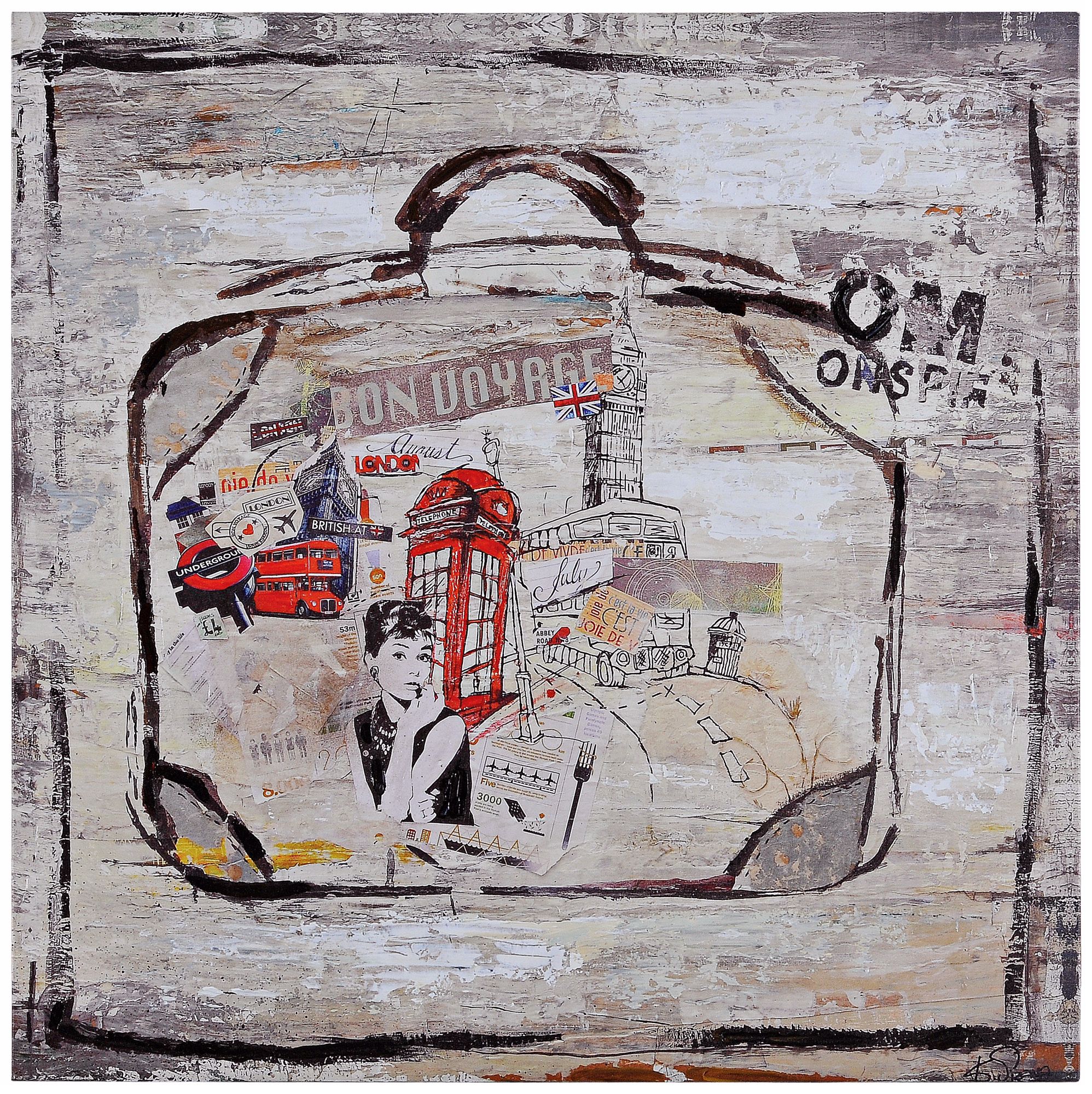 Suitcase I 30" Square Hand-Painted Travel Wall Art