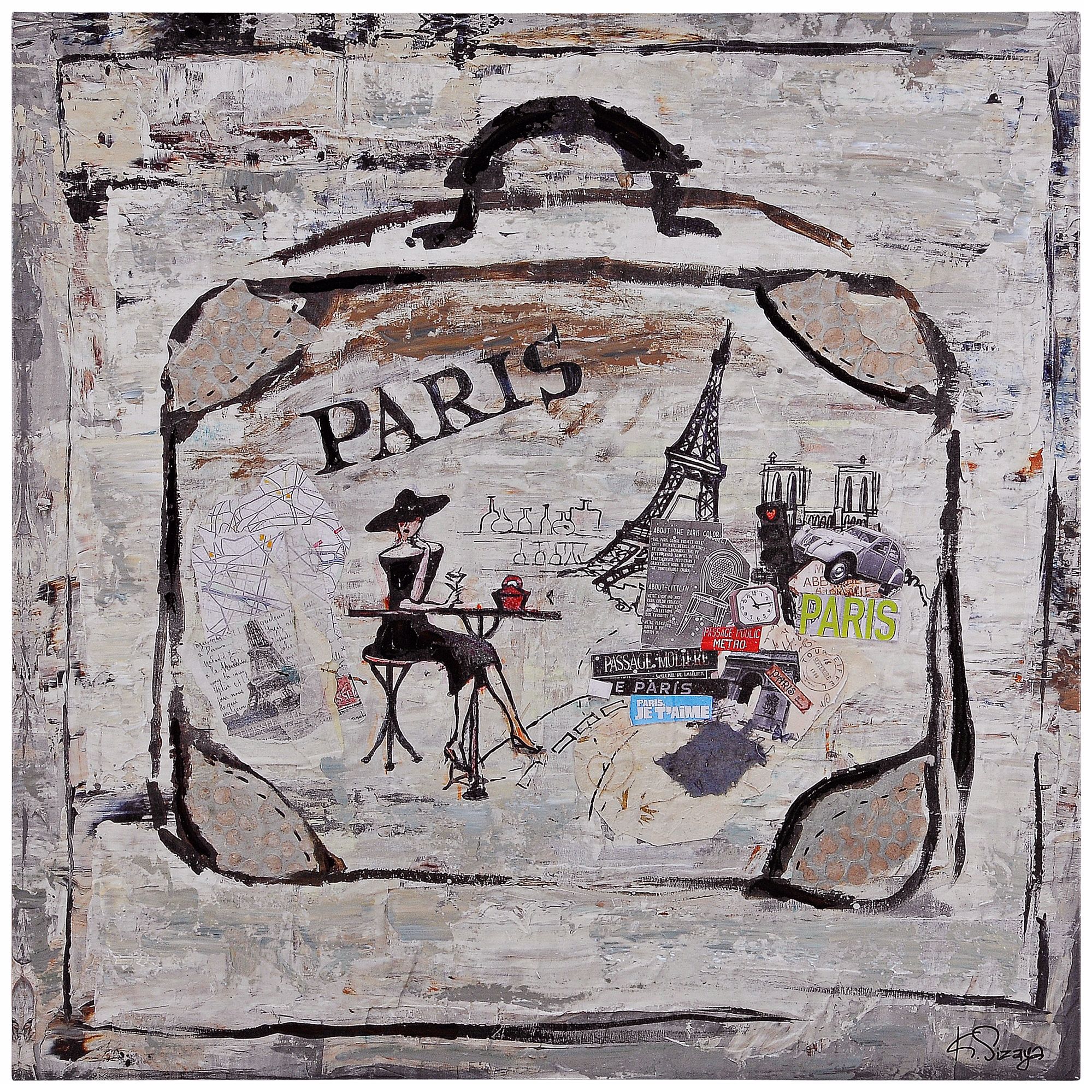Suitcase II 30" Square Hand-Painted Travel Wall Art
