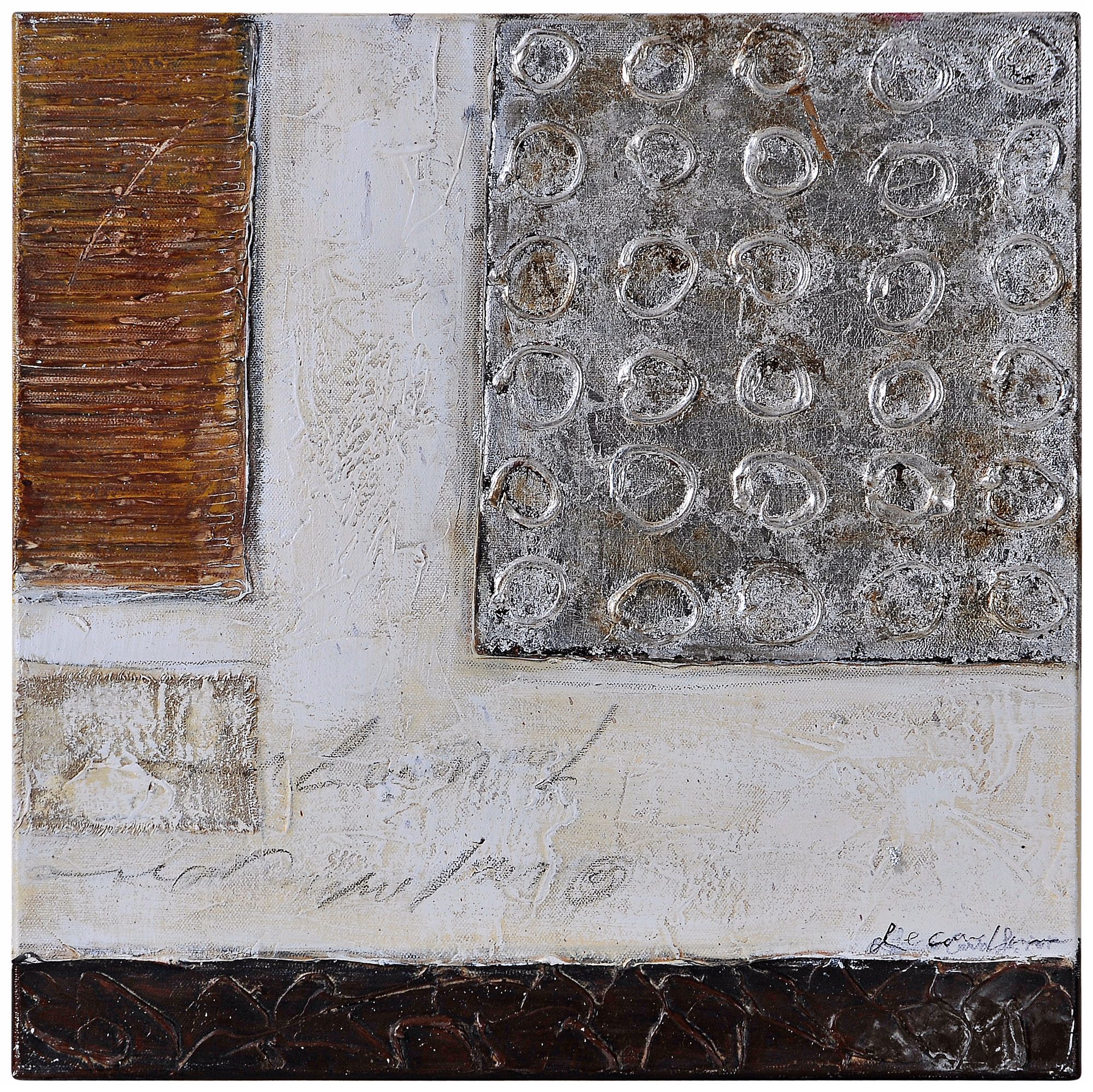 Neutral Metallic I 20" Square Abstract Wall Art