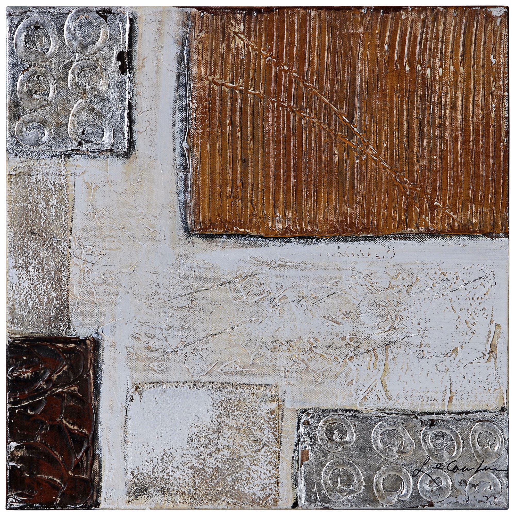Neutral Metallic II 20" Square Abstract Wall Art