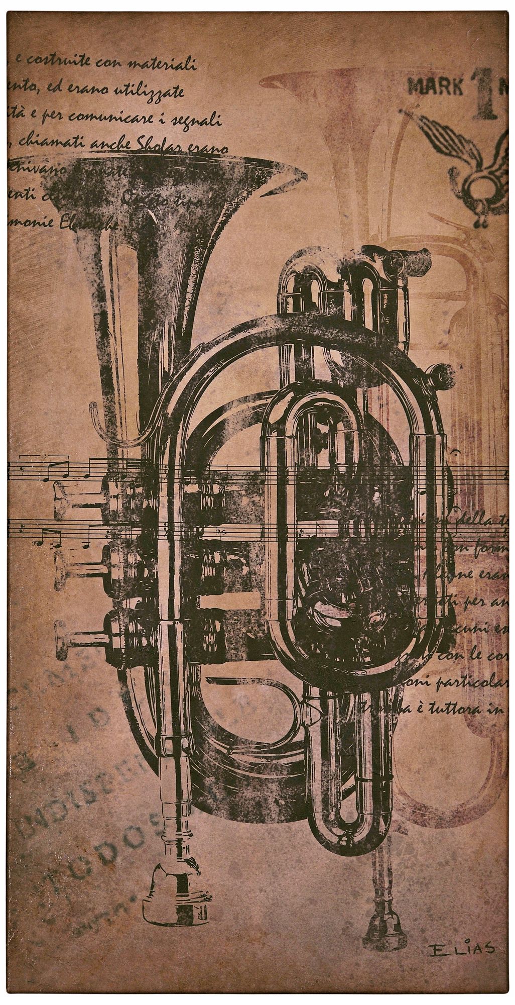 Classic Trumpet 40" High Musical Wall Art