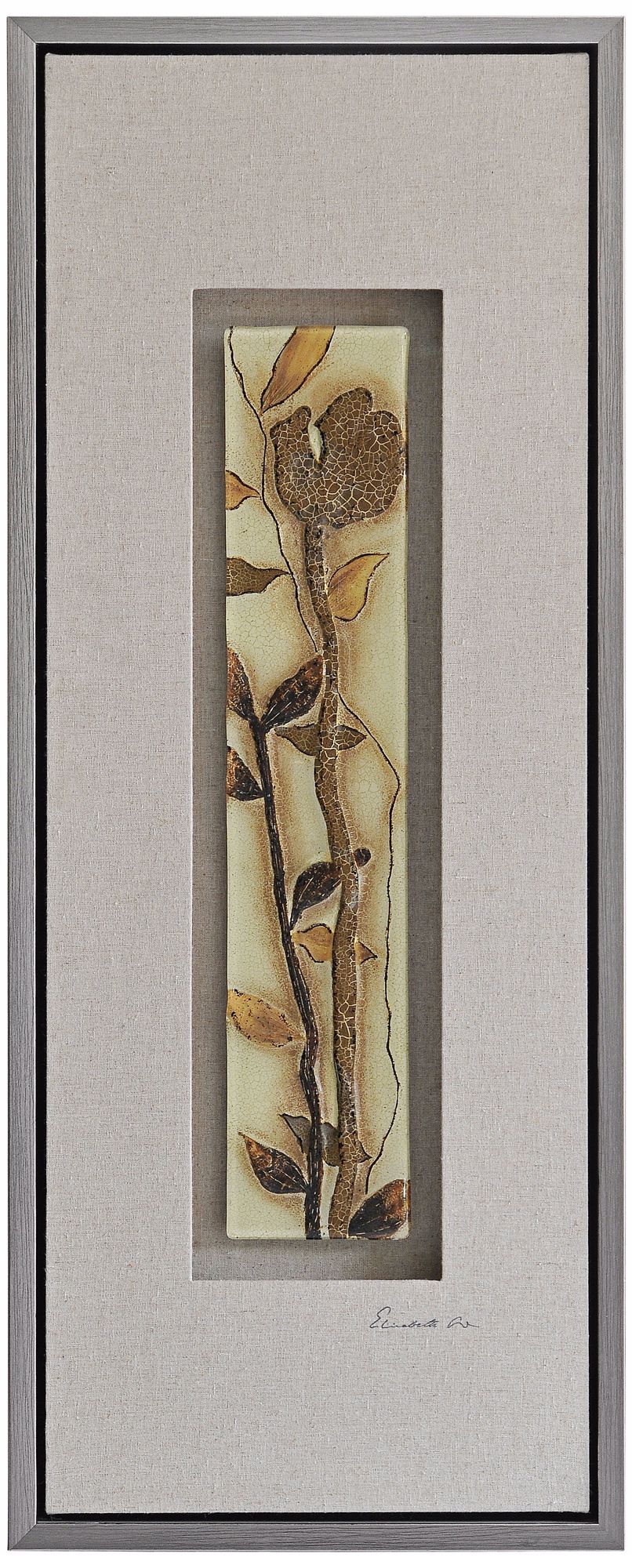Neutral Floral Glass I 39" High Framed Wall Art
