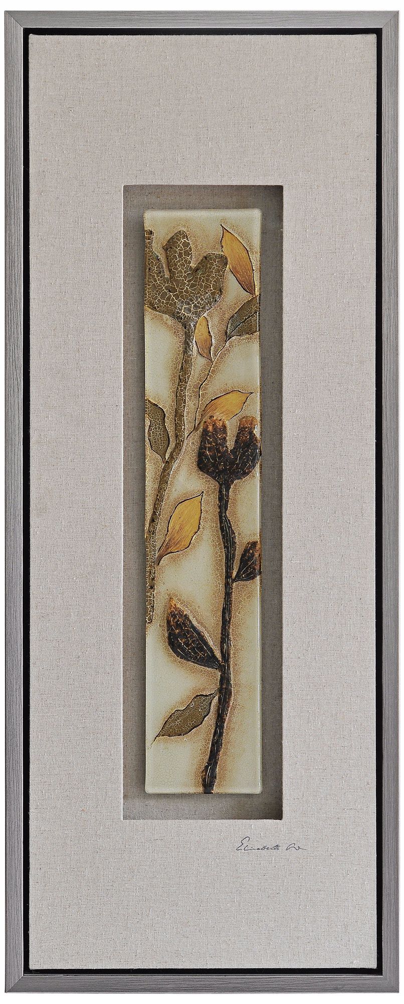 Neutral Floral Glass II 39" High Framed Wall Art