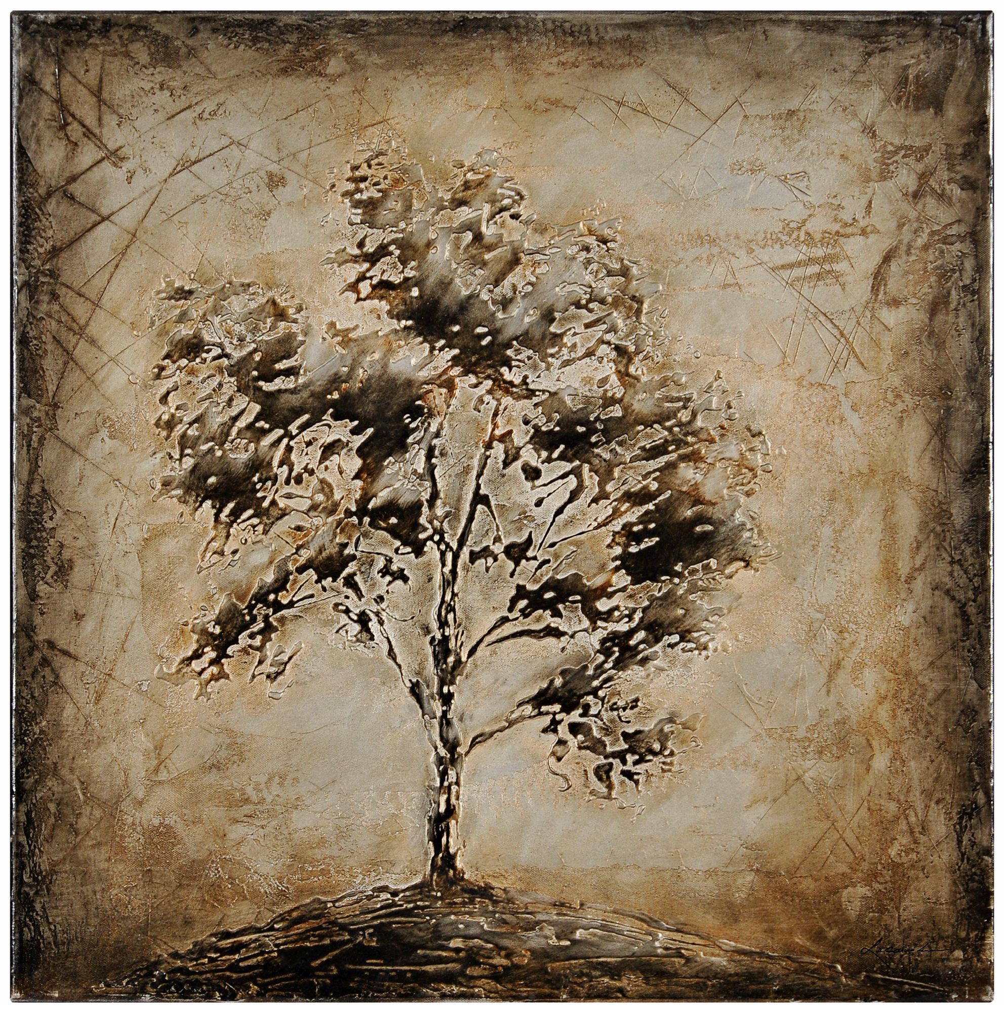 Nature Silhouette II 24" Square Oil Painting Tree Wall Art