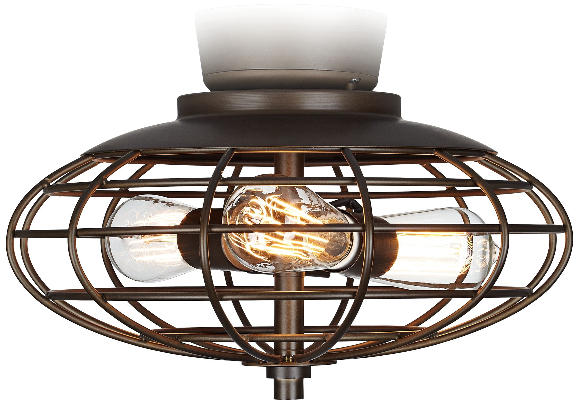 Oil Rubbed Bronze Industrial Cage 3-60 Watt Ceiling Fan Light Kit