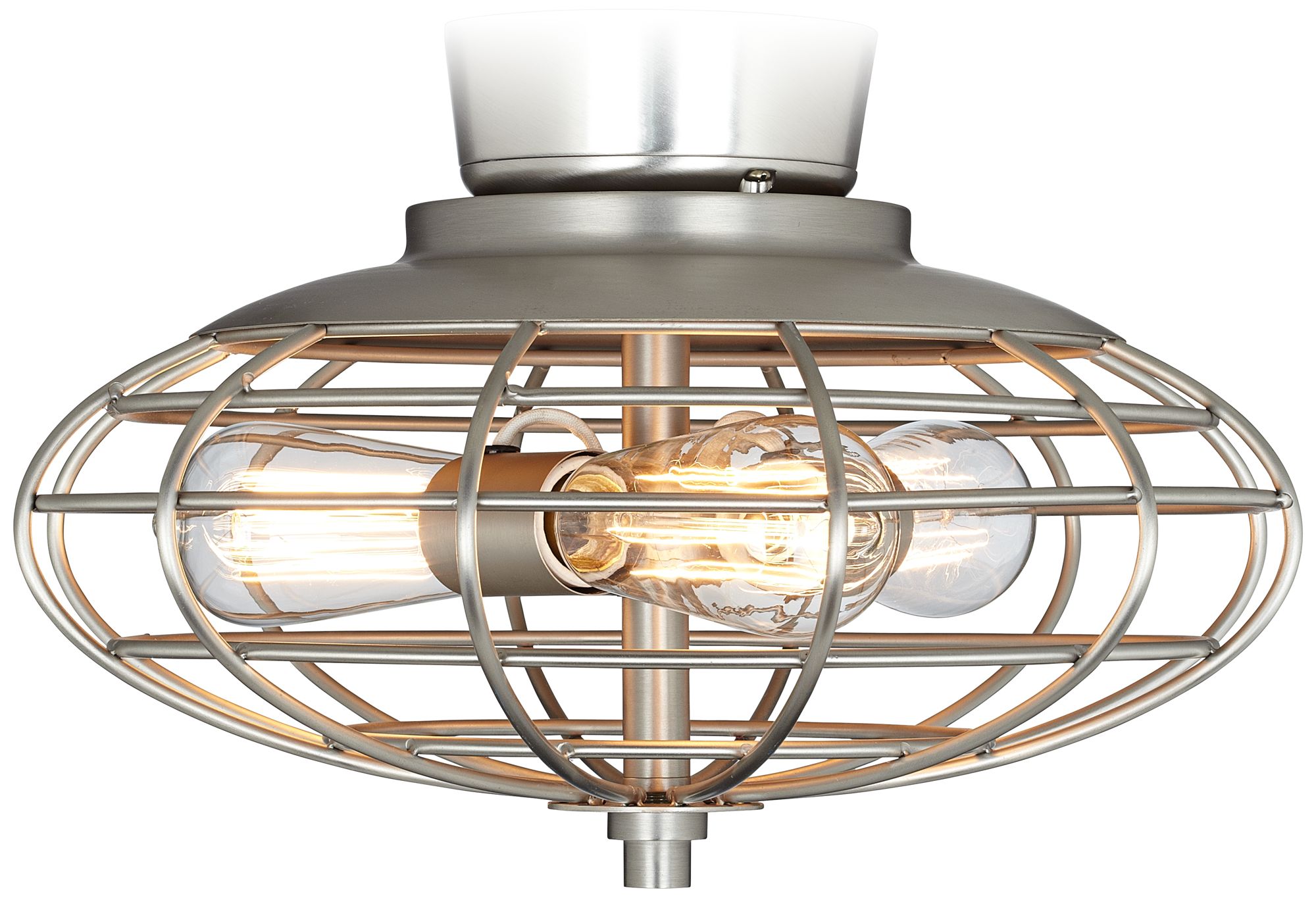 Brushed Nickel Industrial Cage  3-60 Watt Ceiling Fan Light Kit