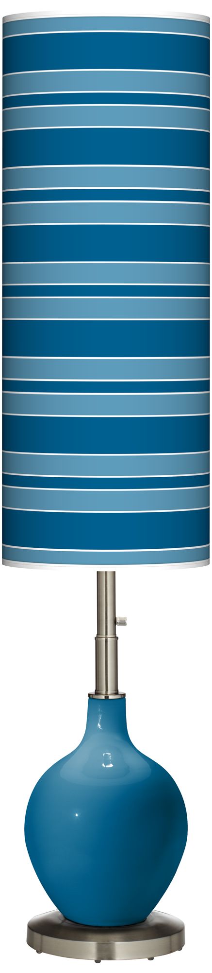 Mykonos Blue Bold Stripe Ovo Floor Lamp