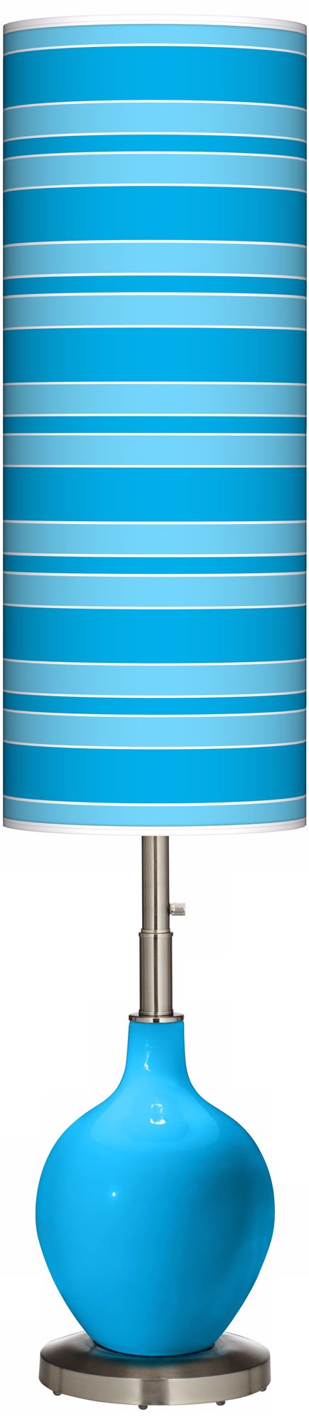 Sky Blue Bold Stripe Ovo Floor Lamp