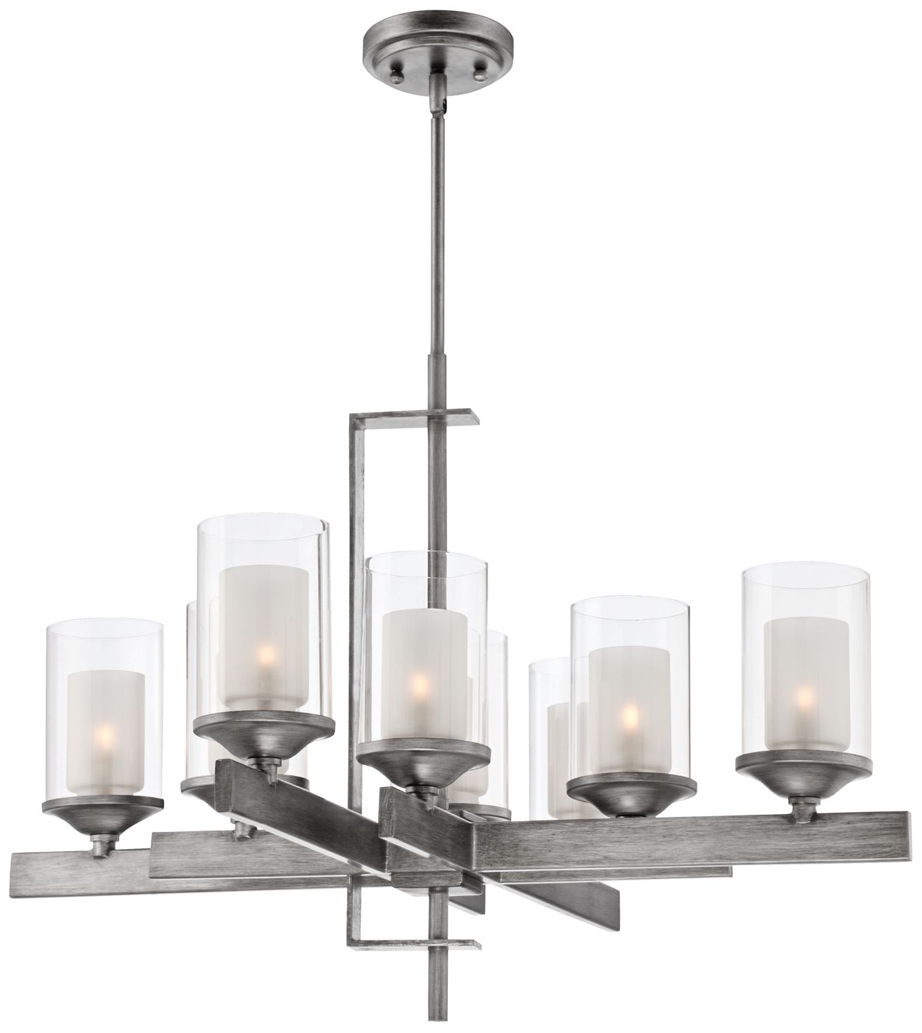 Naber 30" Wide 8-Light Double Glass Bronze Chandelier